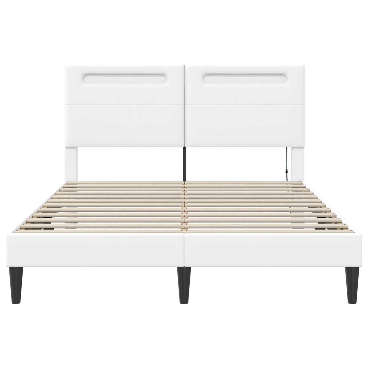 Sengestel med LED-lysstrimler Hvid 120 x 190 cm Kunstlæder