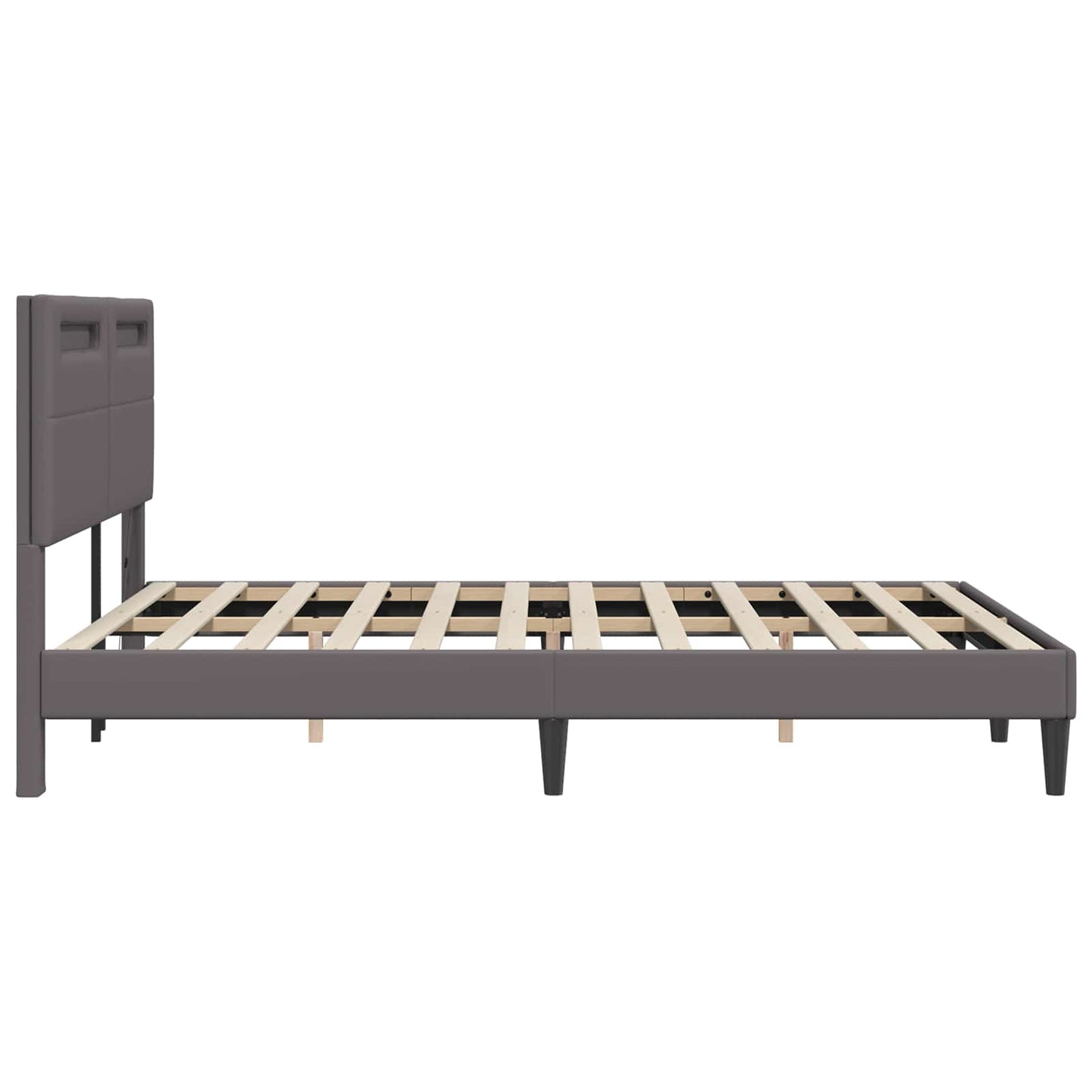 Sengestel med LED-lysstrimler Grå 140 x 190 cm Kunstlæder