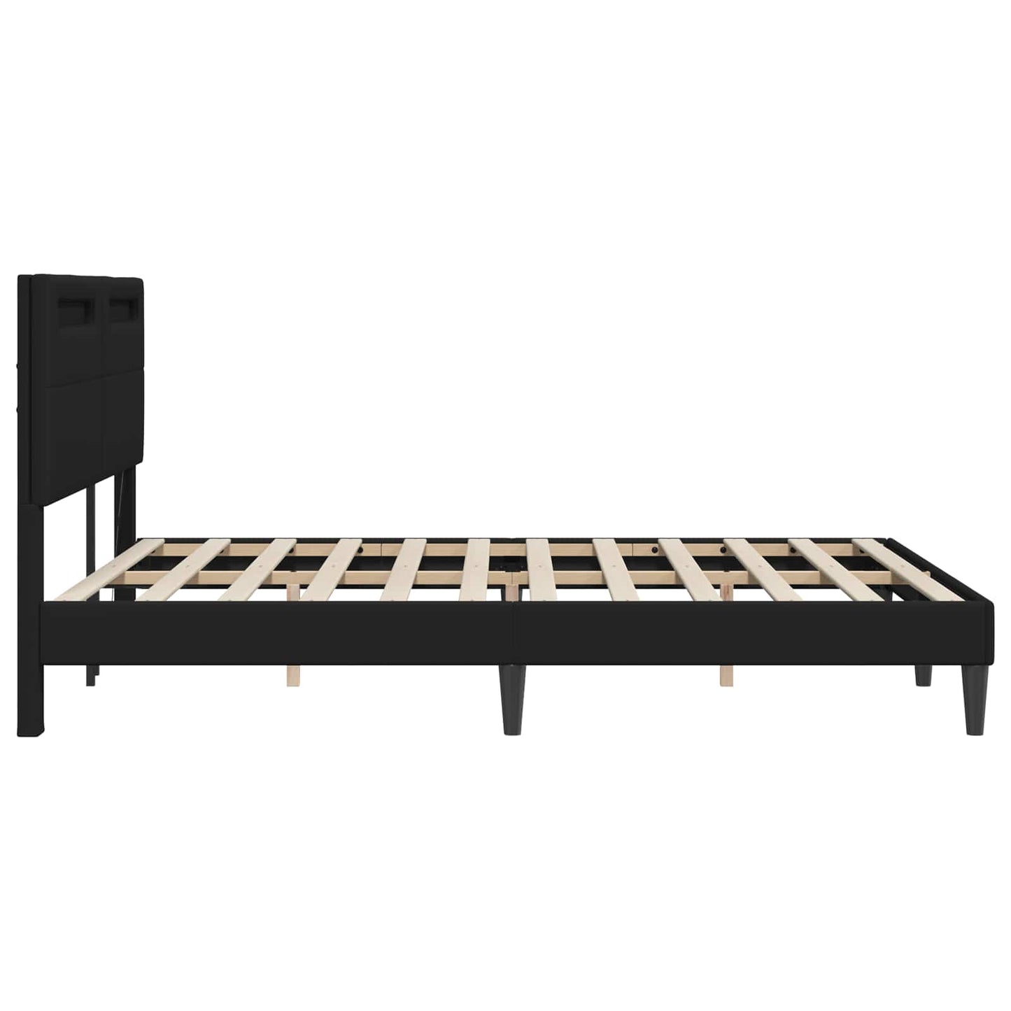 Sengestel med LED-lysstrimler Sort 140 x 200 cm Kunstlæder