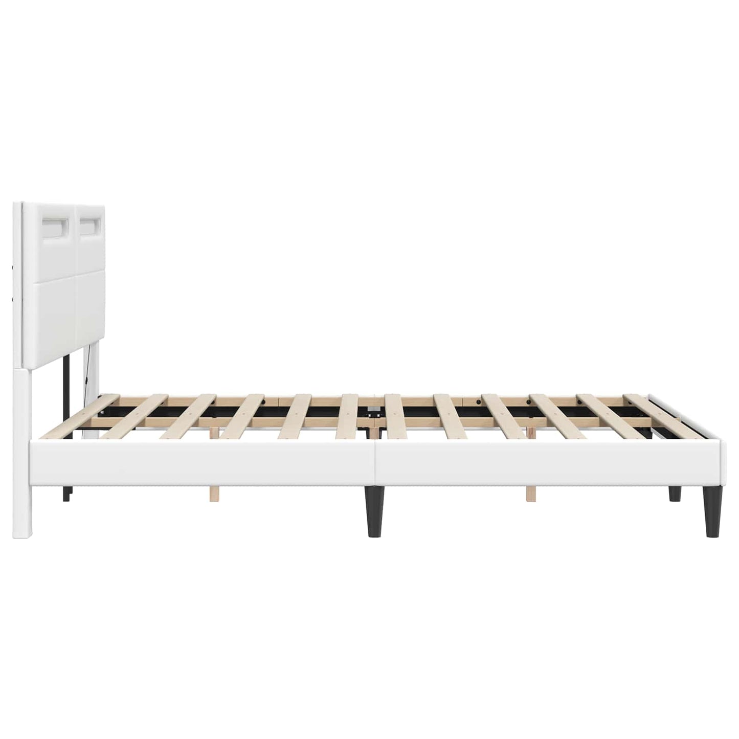Sengestel med LED-lysstrimler Hvid 140 x 200 cm Kunstlæder
