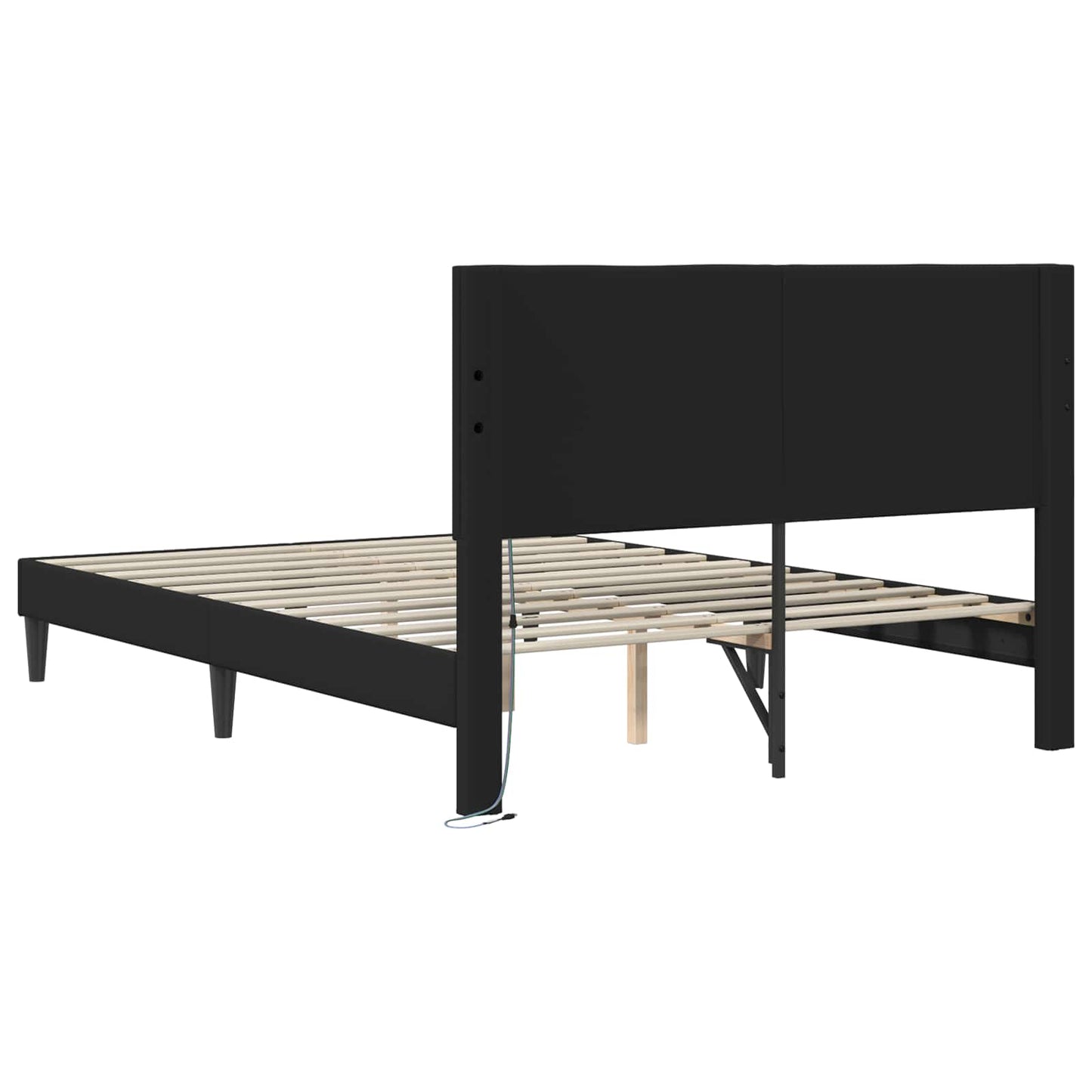Sengestel med LED-lysstrimler Sort 160 x 200 cm Kunstlæder