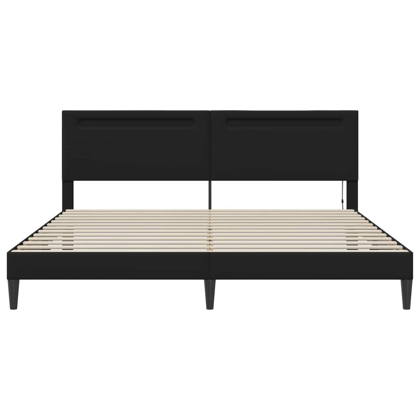 Sengestel med LED-lysstrimler Sort 180 x 200 cm Kunstlæder