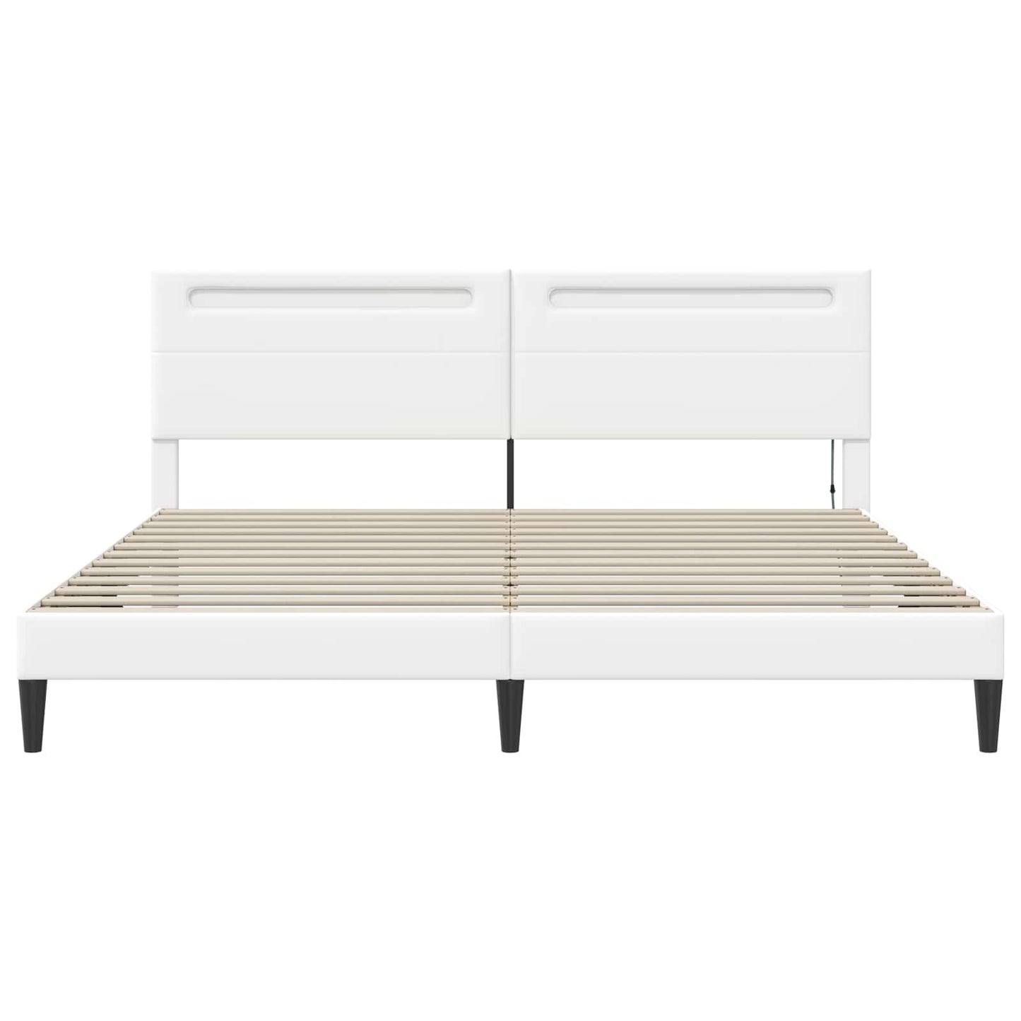 Sengestel med LED-lysstrimler Hvid 180 x 200 cm Kunstlæder