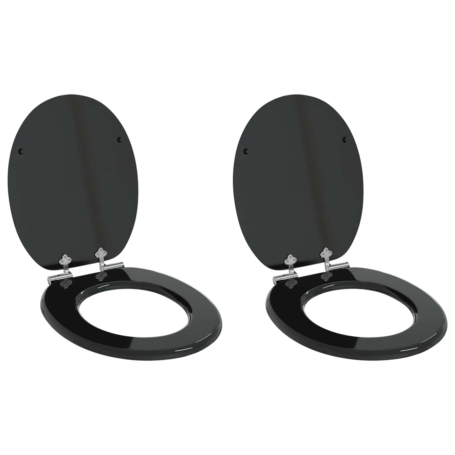 Blødt lukket toiletbræt 2 pcs Sort 44 x 38 cm MDF plade