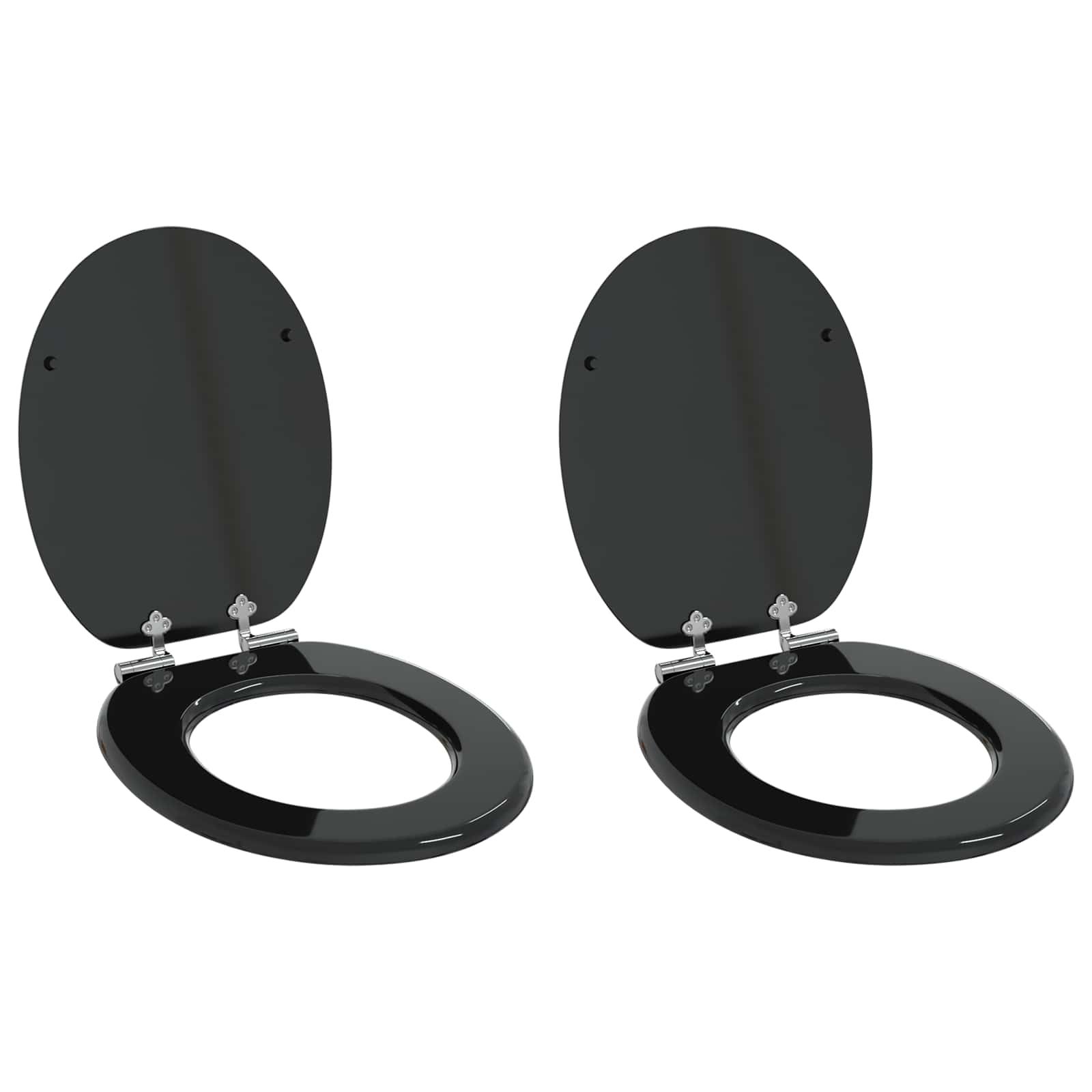 Blødt lukket toiletbræt 2 stk. Sort 44 x 38 cm MDF plade