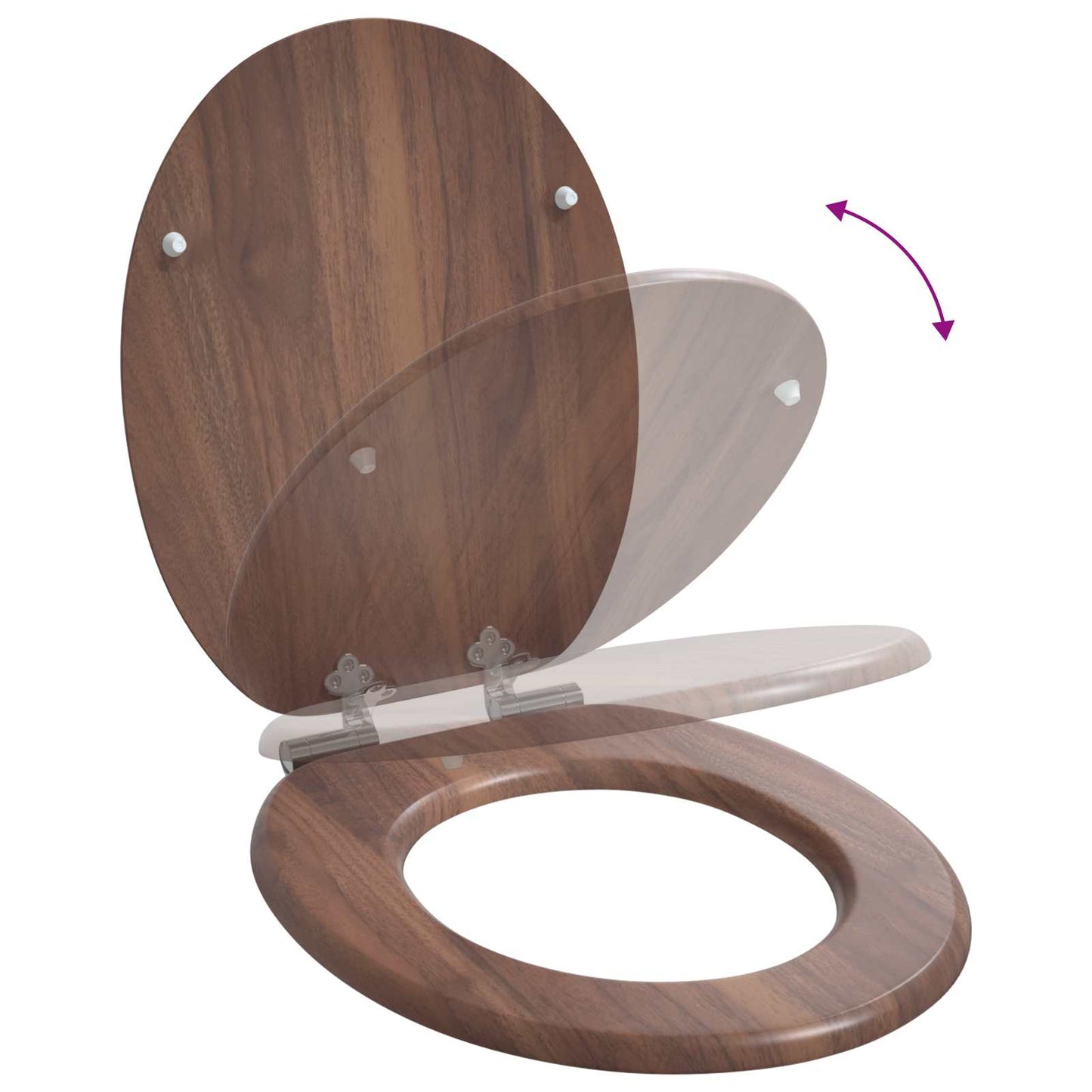 Blødt lukket toiletbræt 2 pcs Brun 44 x 38 cm MDF plade