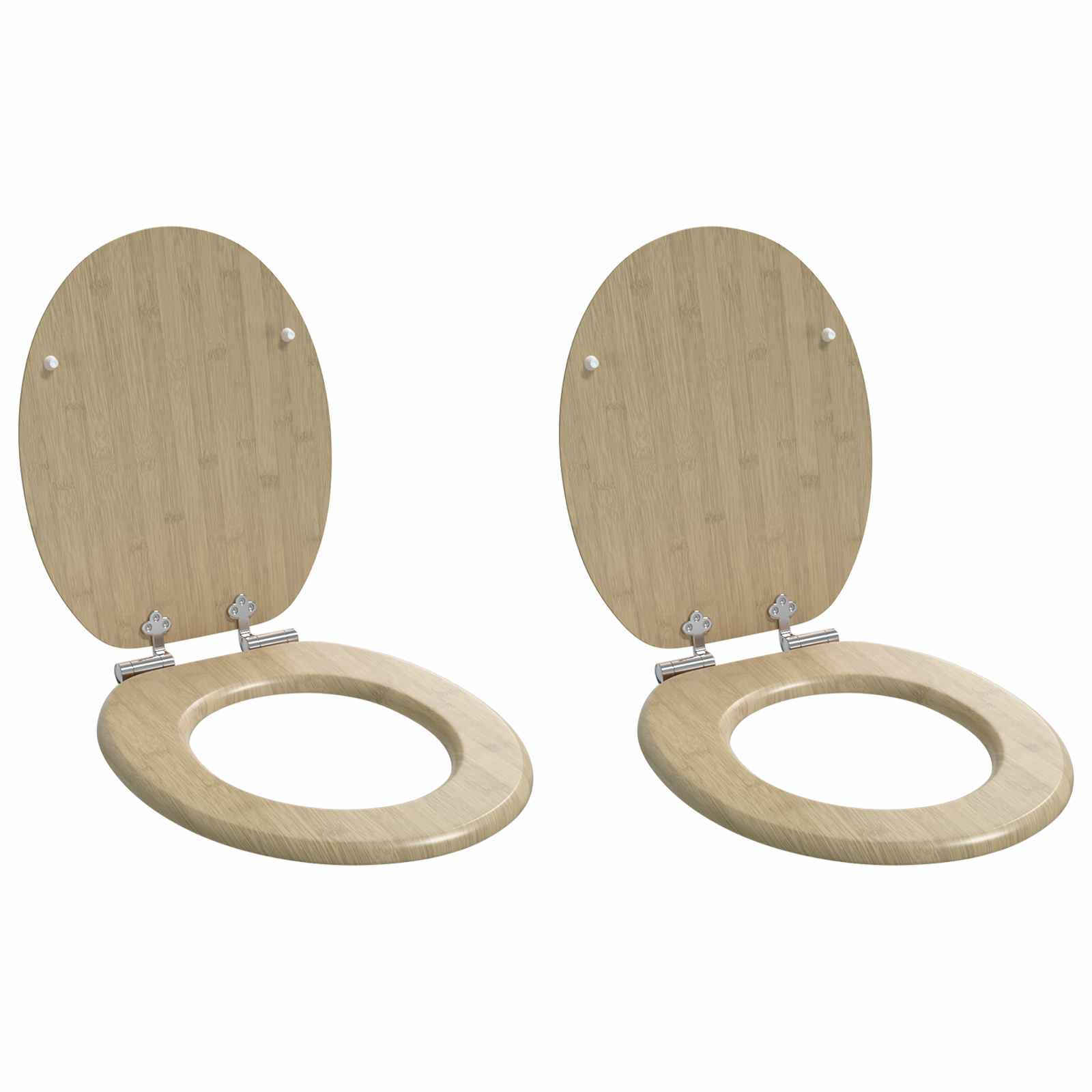 Blødt lukket toiletbræt 2 stk. Lys Bambusfarve 44 x 38 cm