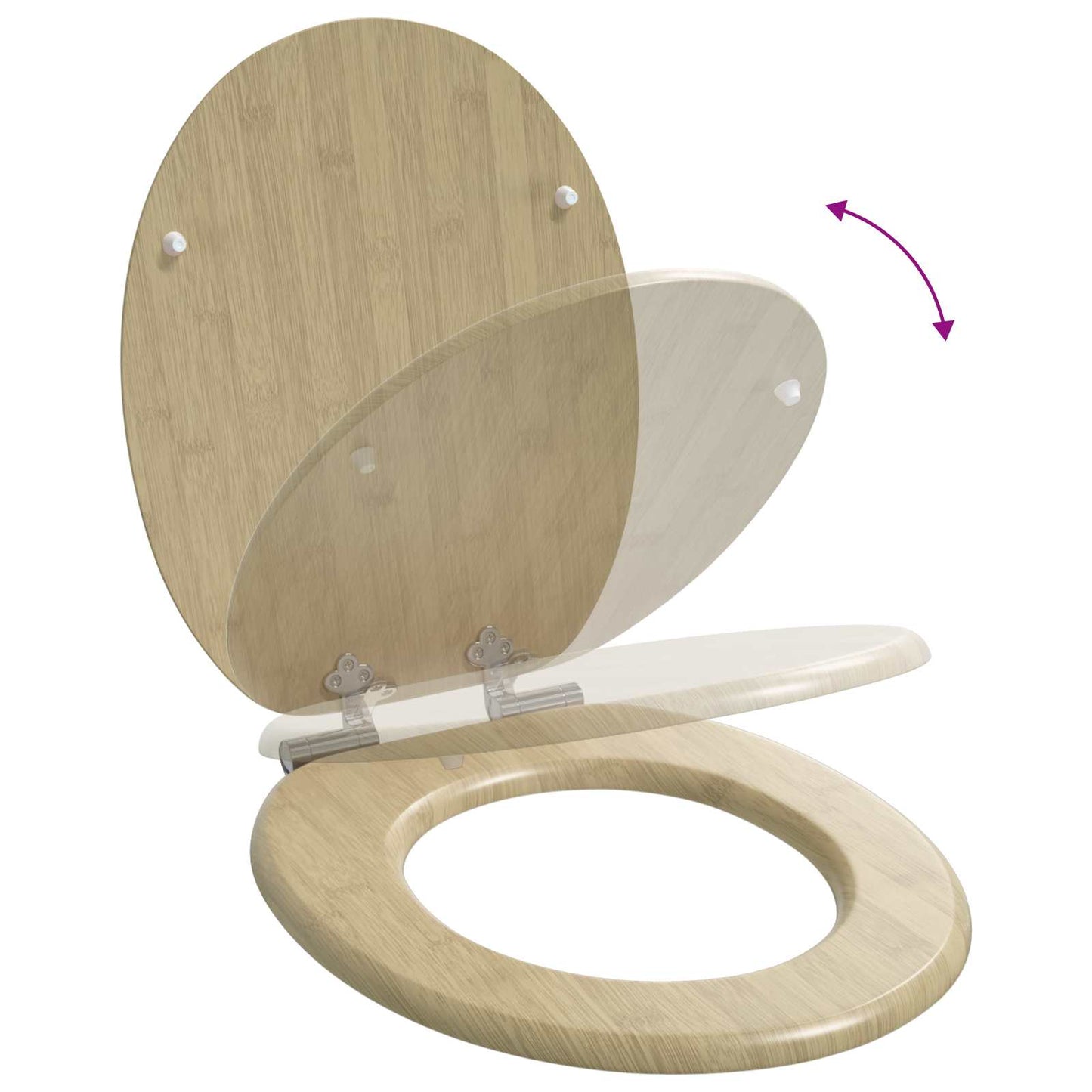Blødt lukket toiletbræt 2 pcs Lys Bambusfarve 44 x 38 cm