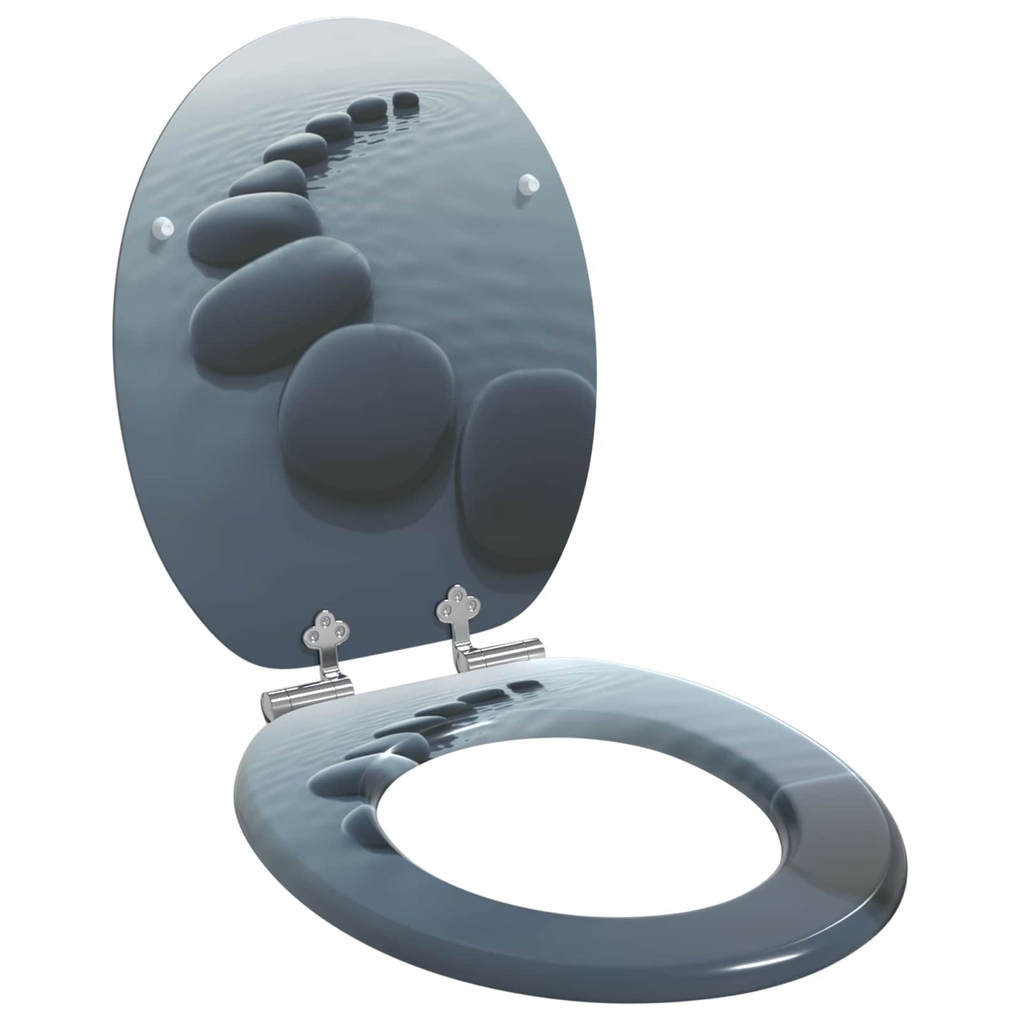 Blødt lukket toiletbræt 2 pcs Grå 44 x 38 cm MDF plade