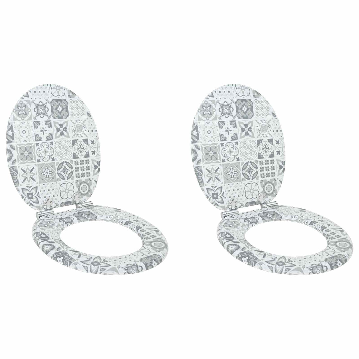 Blødt lukket toiletbræt 2 pcs Blå og Hvid Porcelæn 44 x 38 cm