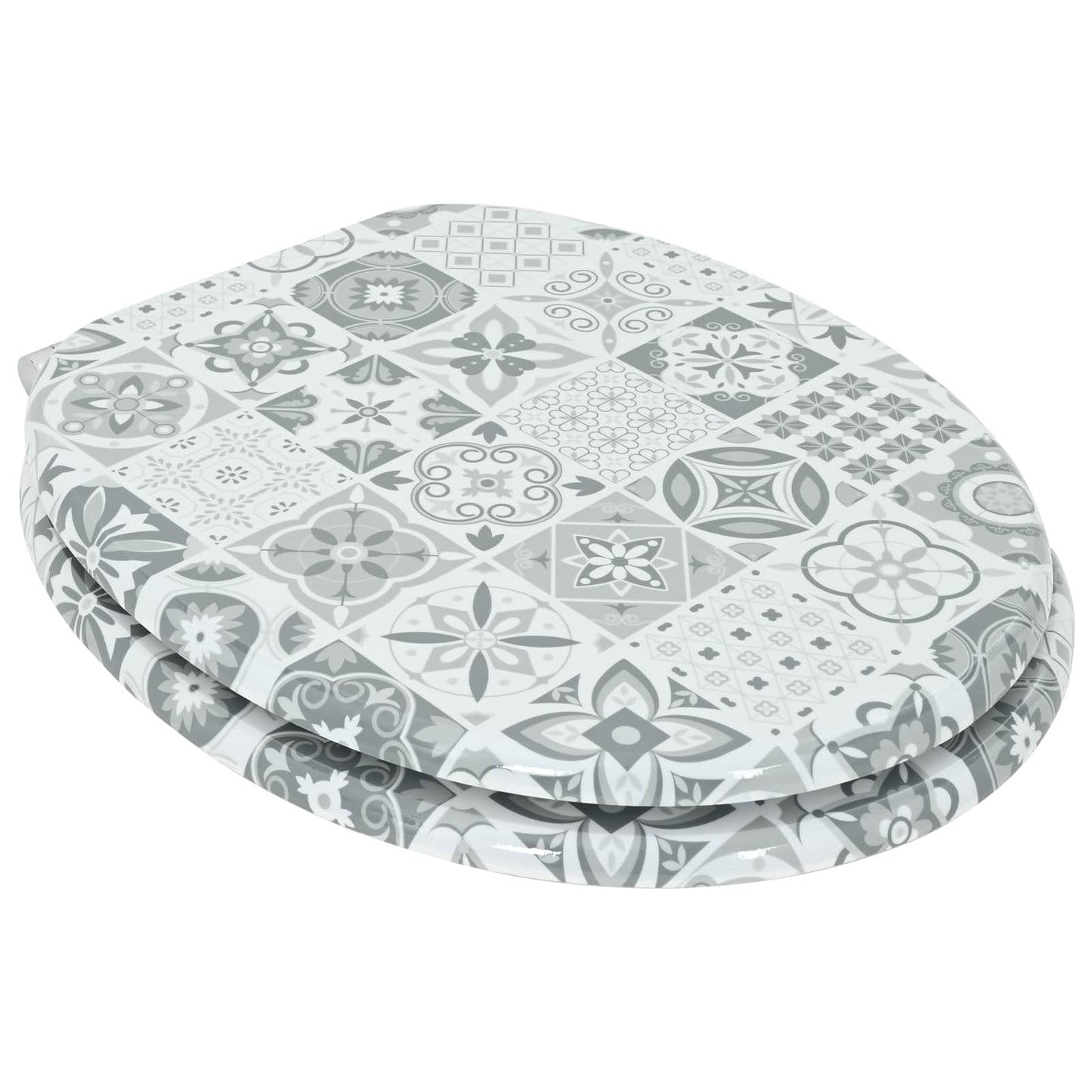 Blødt lukket toiletbræt 2 pcs Blå og Hvid Porcelæn 44 x 38 cm