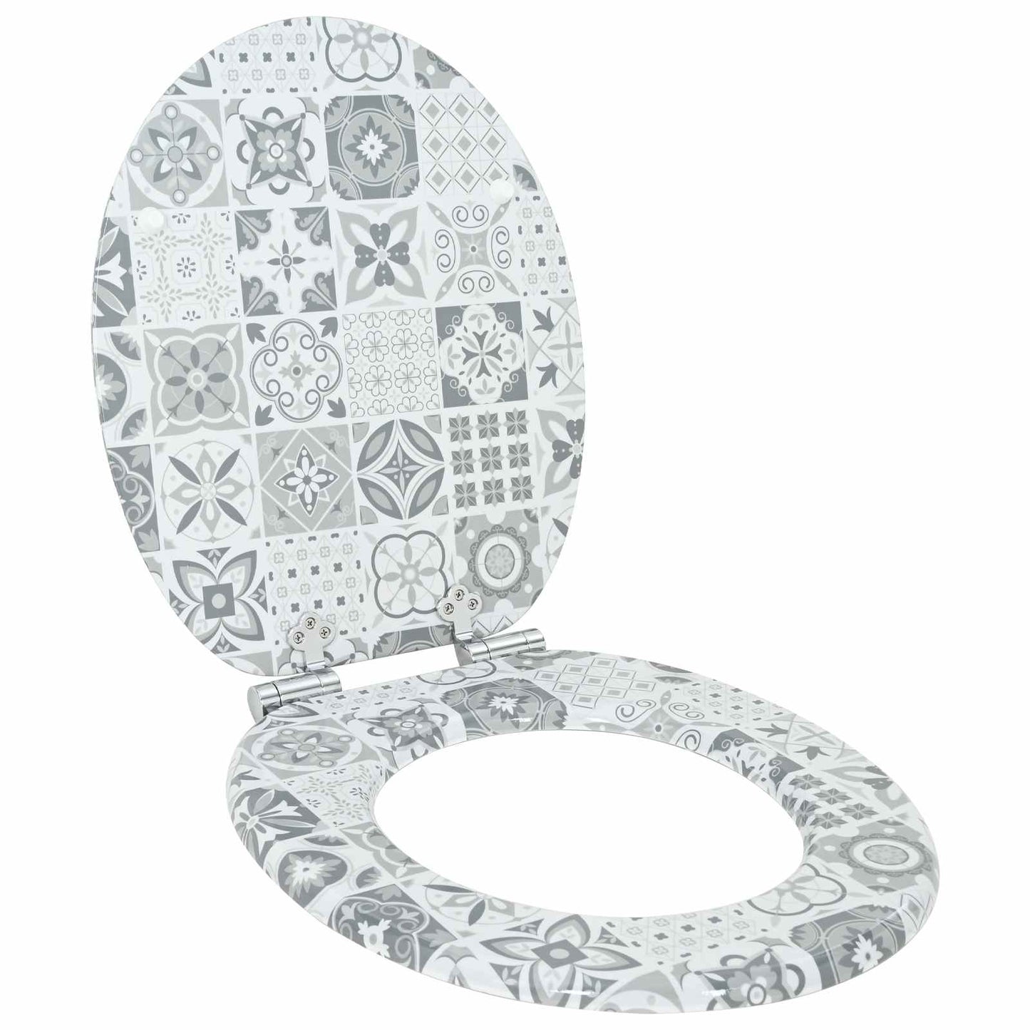 Blødt lukket toiletbræt 2 pcs Blå og Hvid Porcelæn 44 x 38 cm