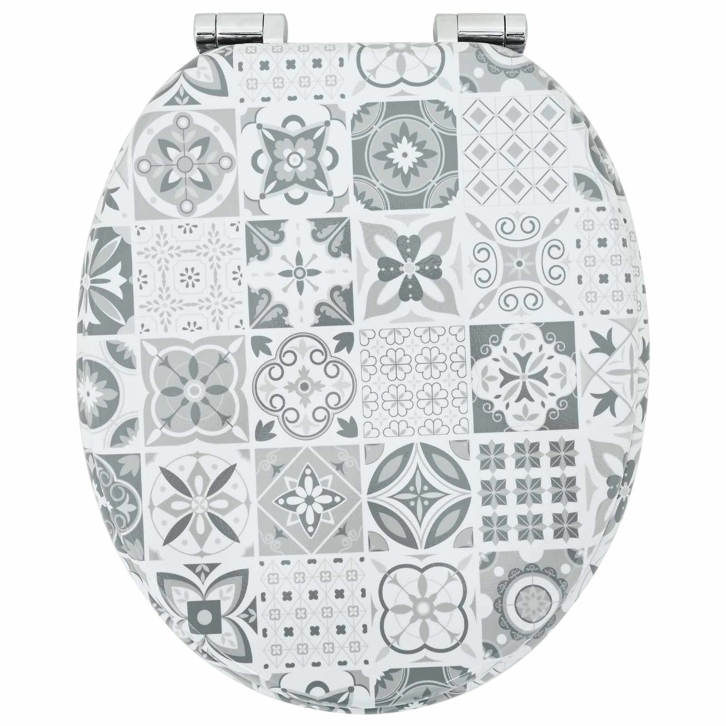 Blødt lukket toiletbræt 2 pcs Blå og Hvid Porcelæn 44 x 38 cm