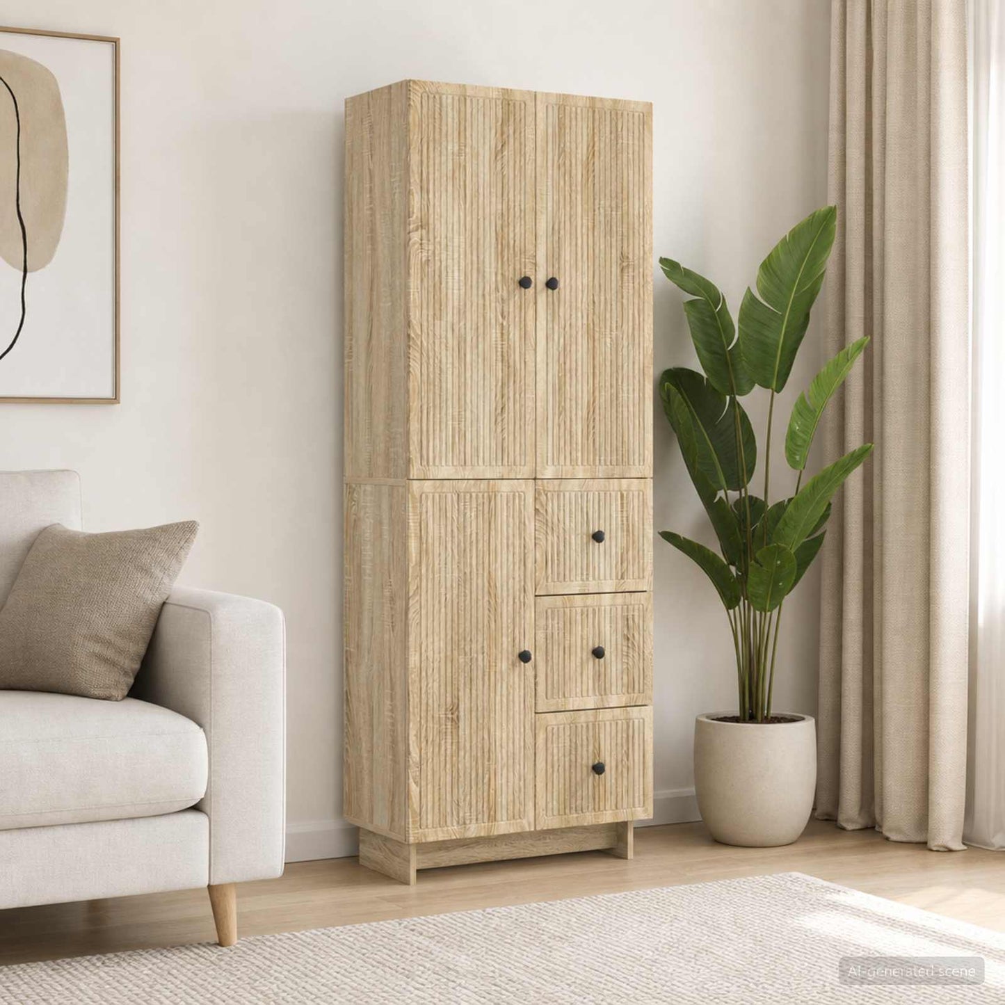 Skab Sæt 2 pcs 66 x 34,5 x 90 cm Konstrueret træ