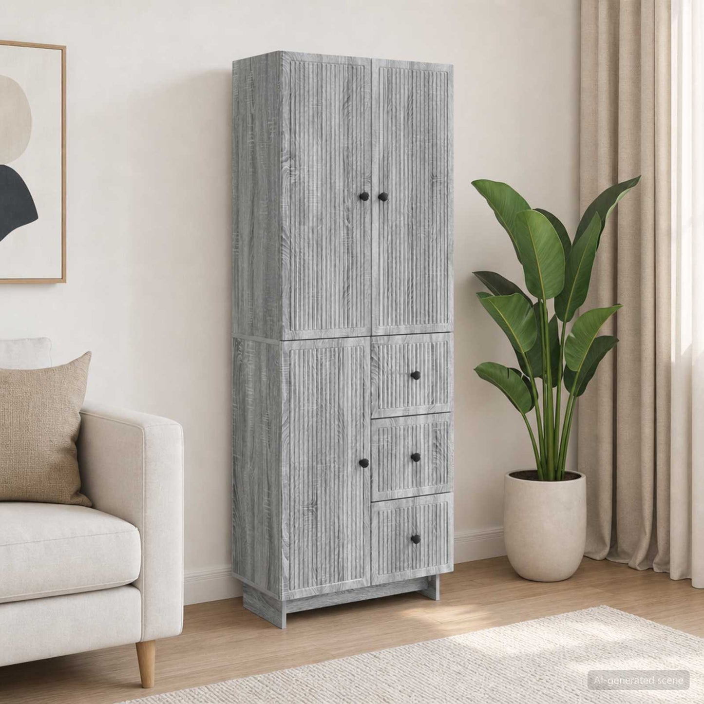 Skab Sæt 2 pcs 66 x 34,5 x 90 cm Konstrueret træ