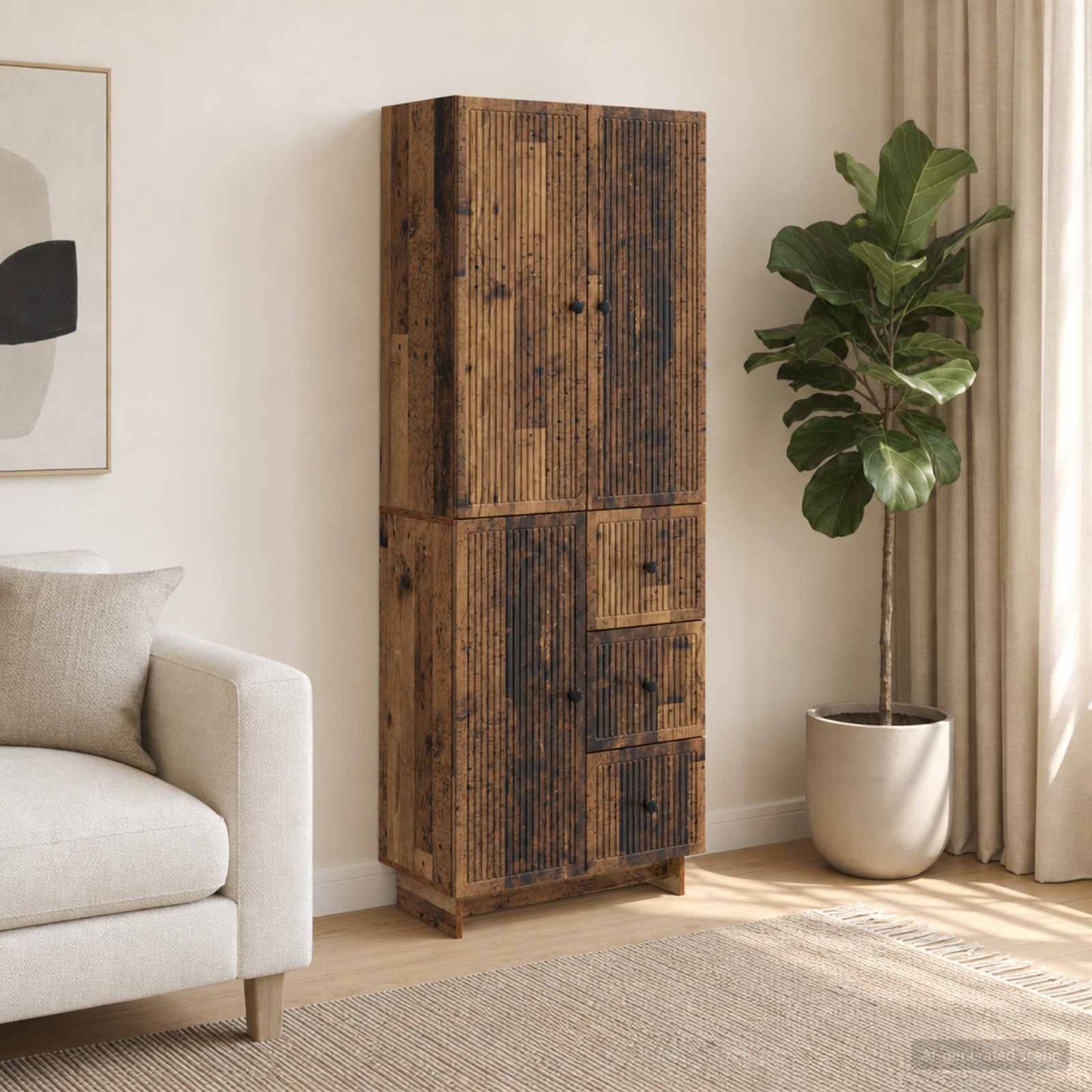 Skab Sæt 2 pcs 66 x 34,5 x 90 cm Konstrueret træ