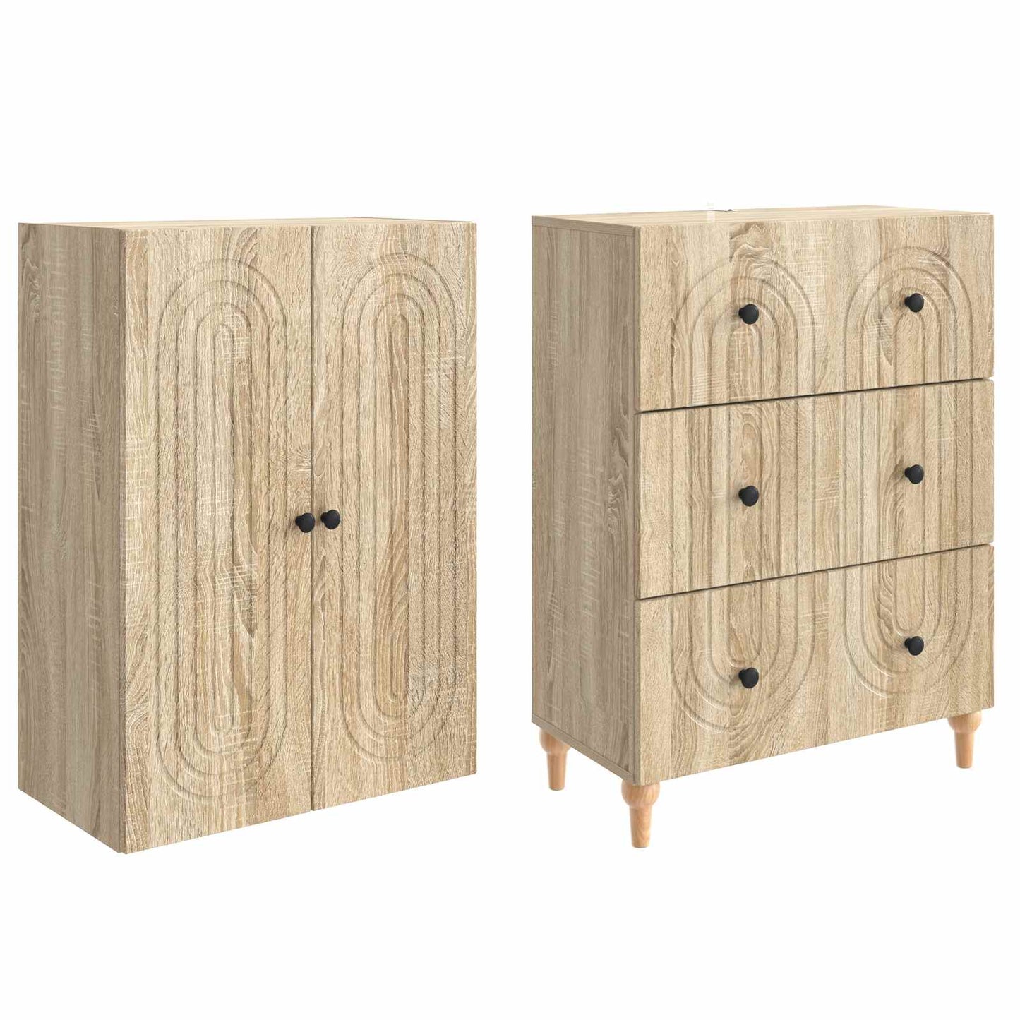 Skab Sæt 2 pcs 66 x 34,5 x 90 cm Konstrueret træ