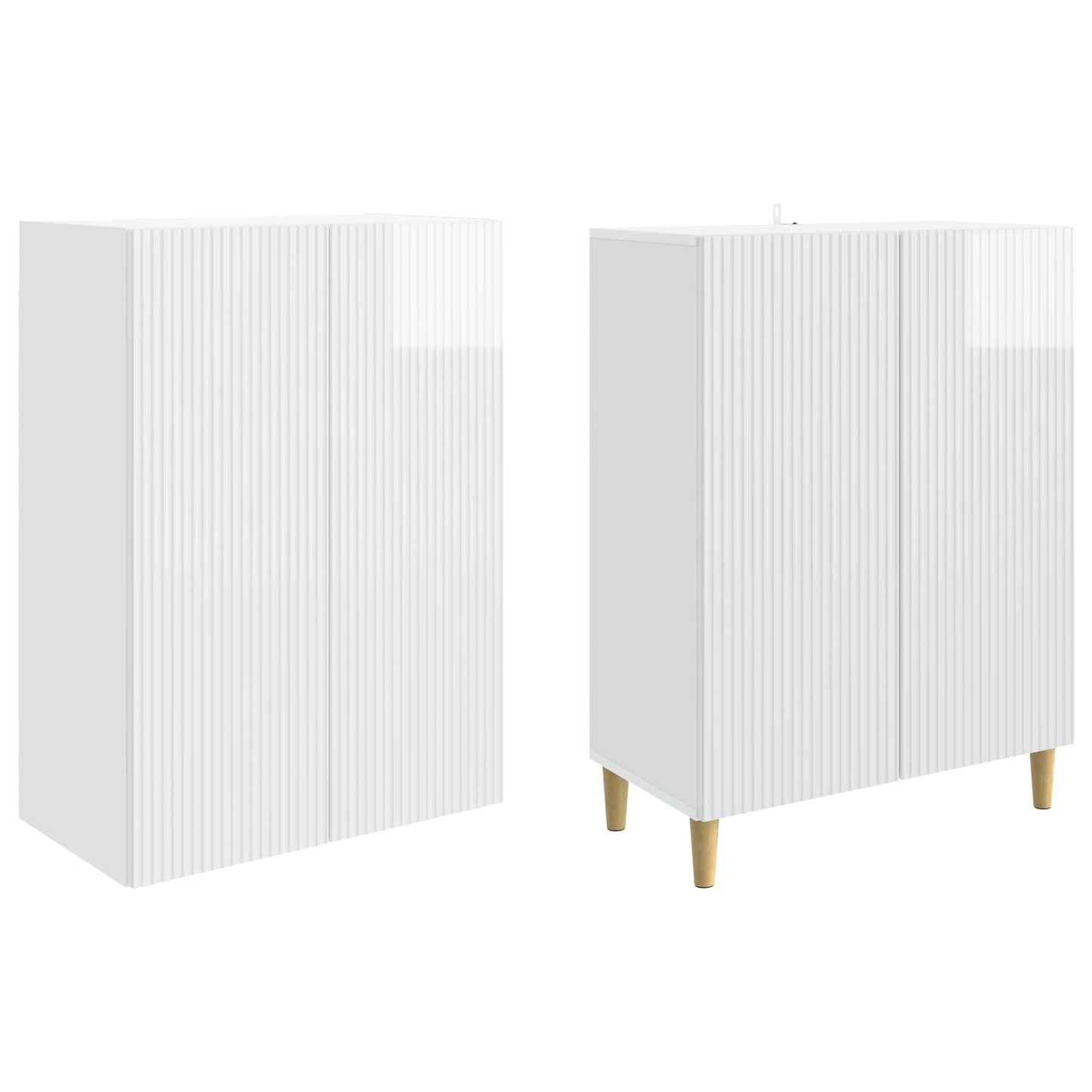 Skab Sæt 2 pcs Hvid højglans 66 x 34,5 x 90 cm Konstrueret træ