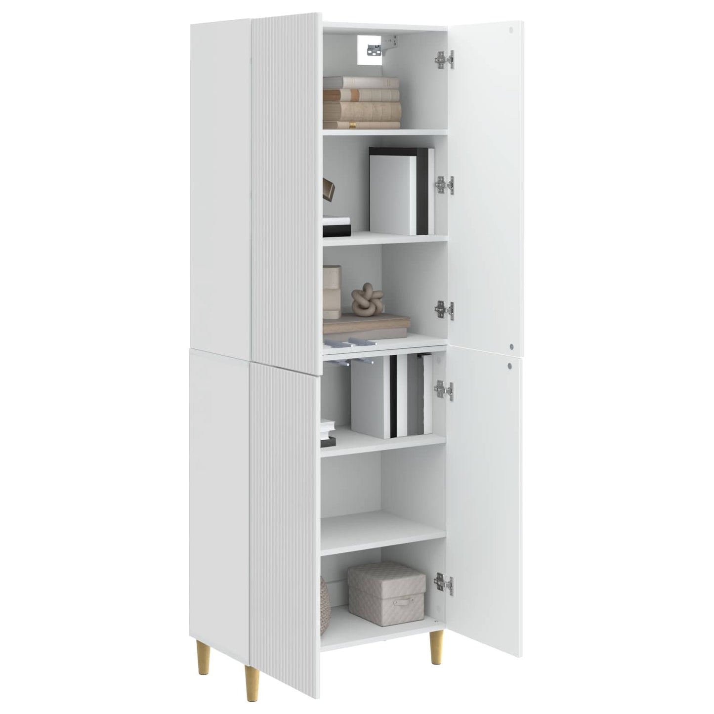 Skab Sæt 2 pcs Hvid højglans 66 x 34,5 x 90 cm Konstrueret træ