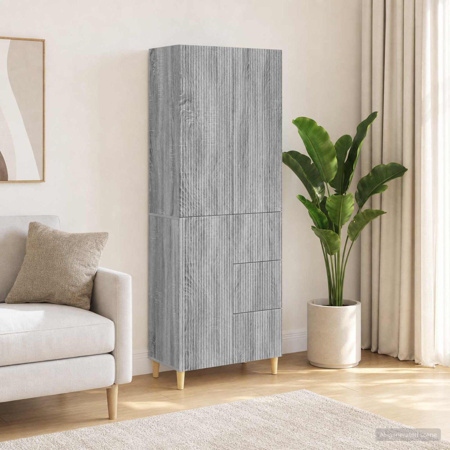 Skab Sæt 2 pcs Grå Sonoma 66 x 34,5 x 90 cm Konstrueret træ
