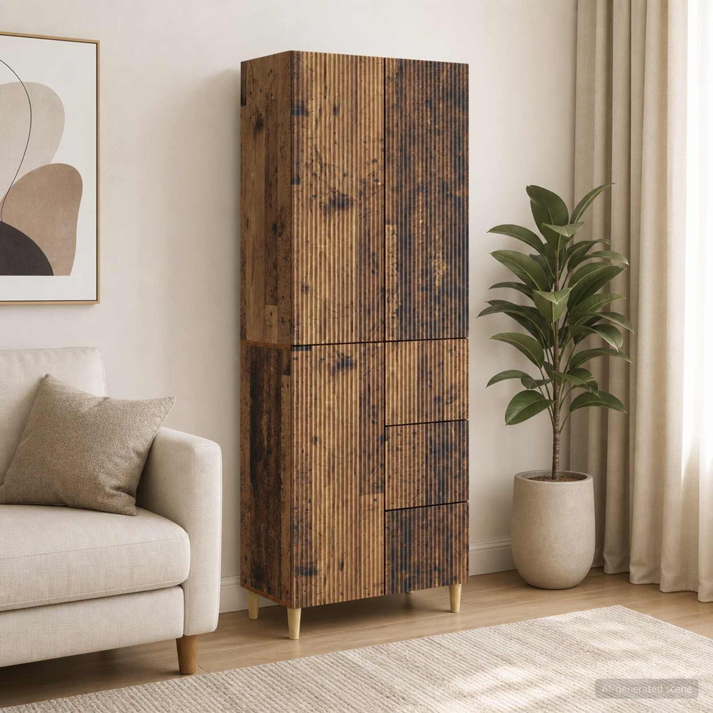 Skab Sæt 2 pcs 66 x 34,5 x 90 cm Konstrueret træ