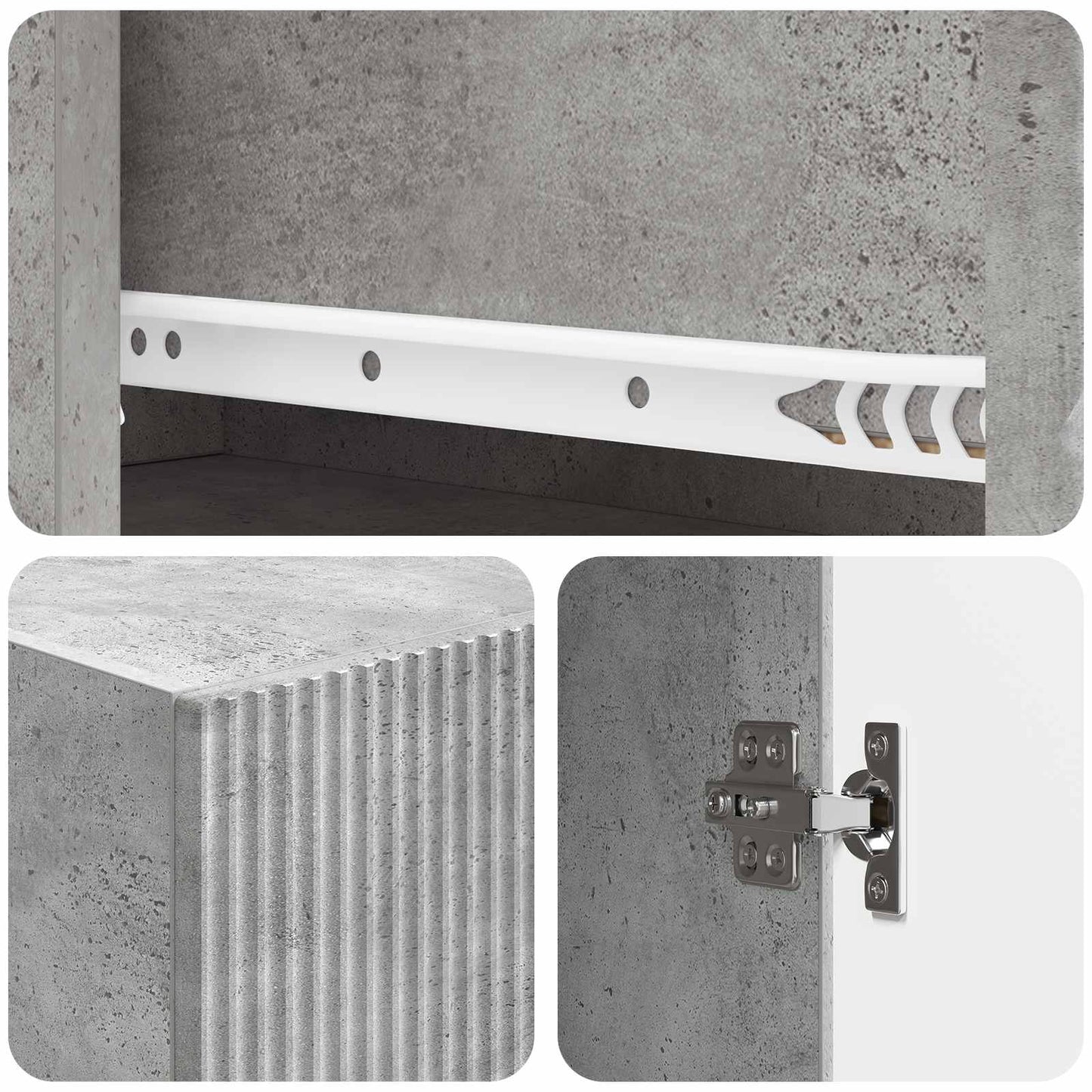 Skab Sæt 2 pcs Betongrå 66 x 34,5 x 90 cm Konstrueret træ