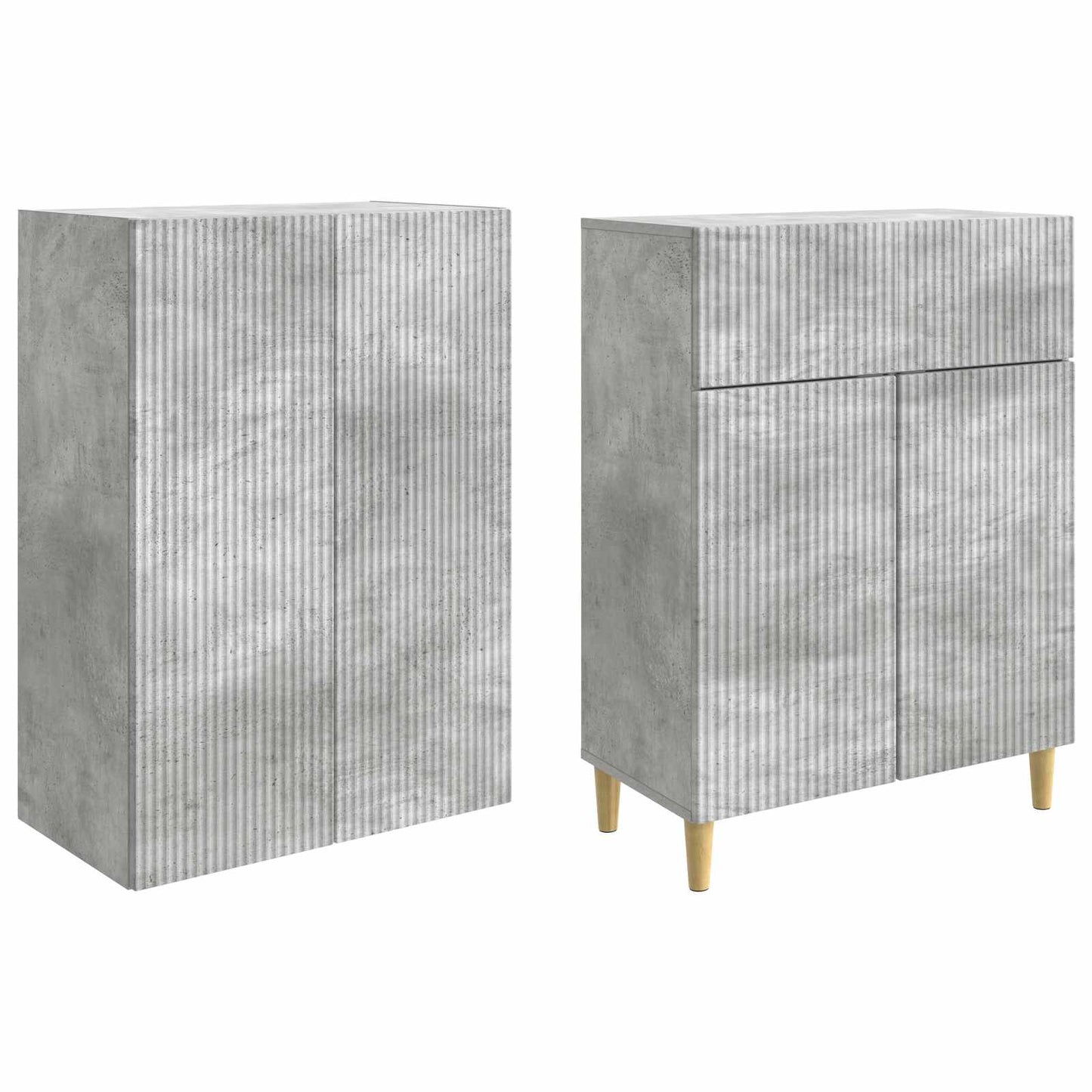 Skab Sæt 2 pcs Betongrå 66 x 34,5 x 90 cm Konstrueret træ