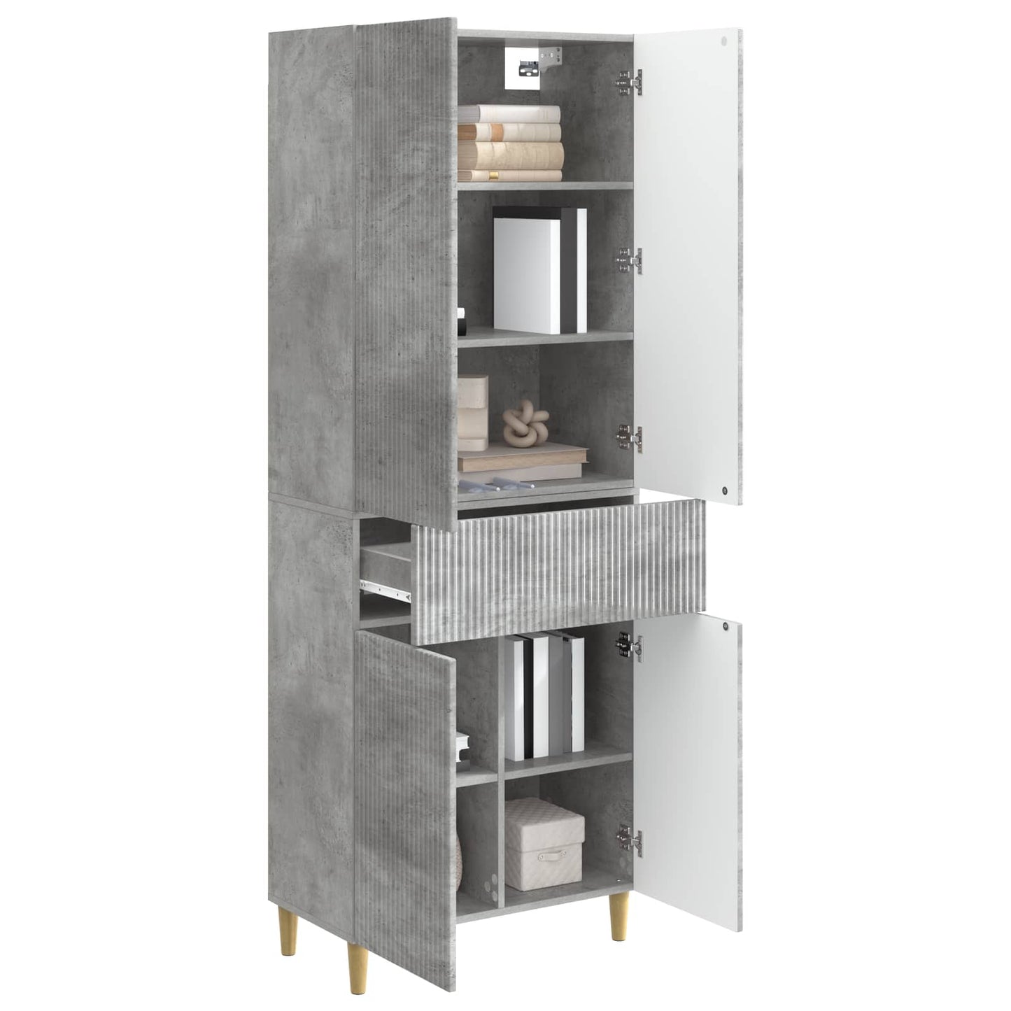 Skab Sæt 2 pcs Betongrå 66 x 34,5 x 90 cm Konstrueret træ