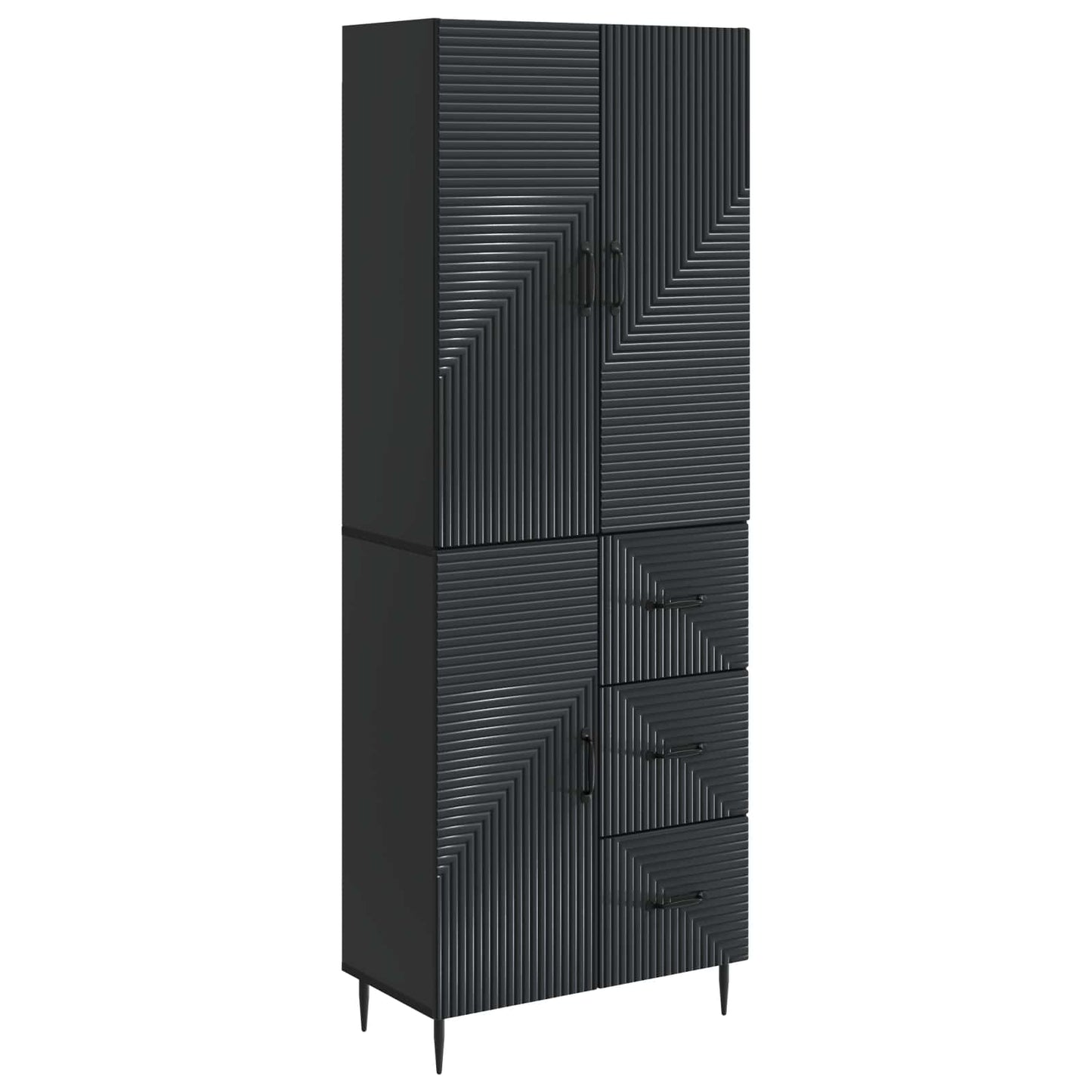 Skab Sæt 2 pcs Sort 66 x 34,5 x 89,5 cm Konstrueret træ