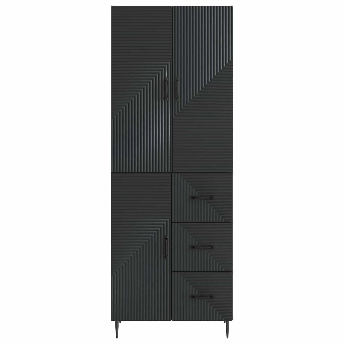 Skab Sæt 2 pcs Sort 66 x 34,5 x 89,5 cm Konstrueret træ