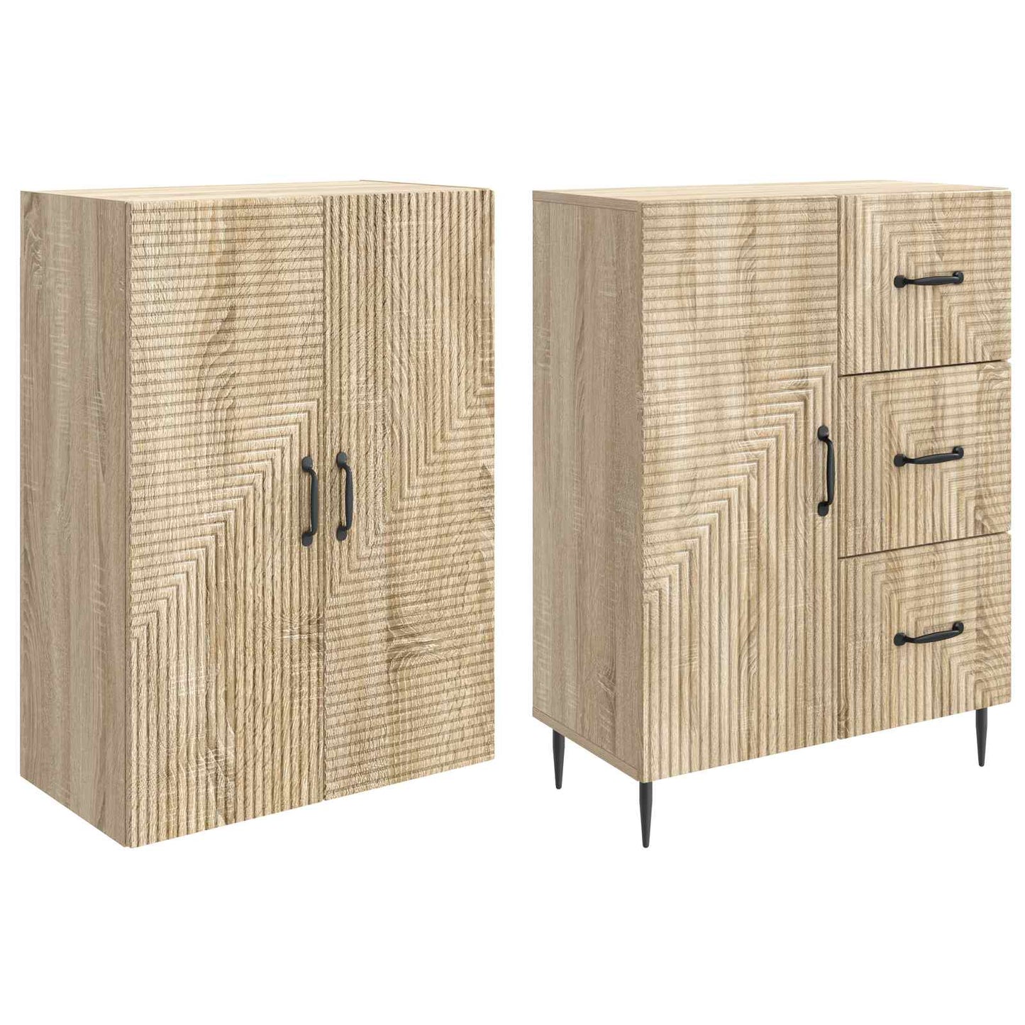 Skab Sæt 2 pcs Sonoma-eg 66 x 34,5 x 89,5 cm Konstrueret træ