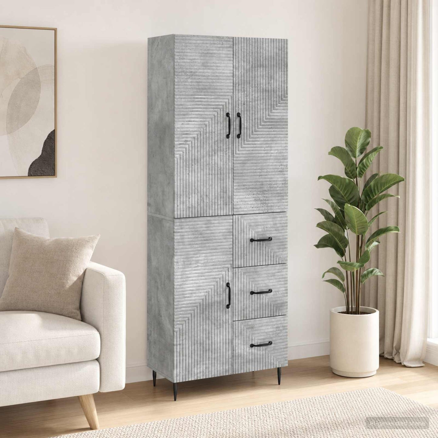Skab Sæt 2 pcs Betongrå 66 x 34,5 x 89,5 cm Konstrueret træ