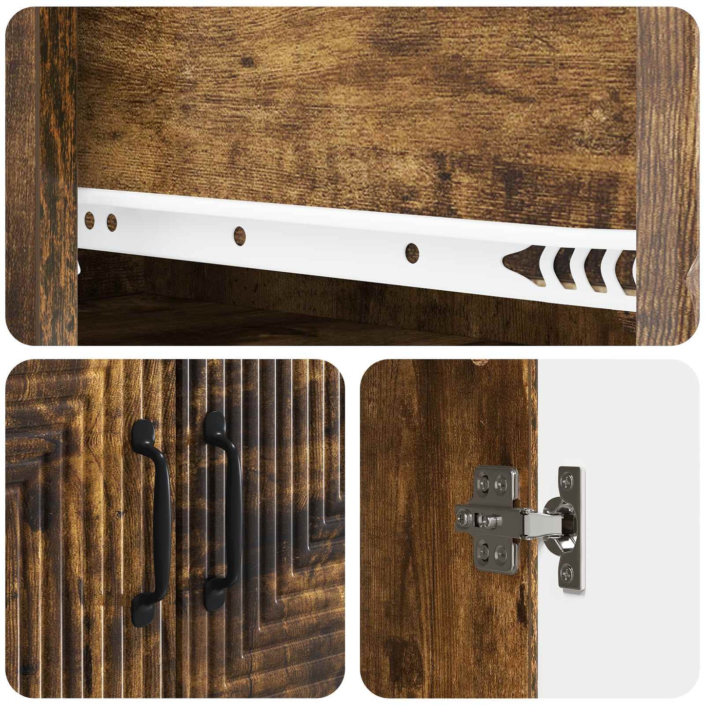 Skab Sæt 2 pcs Røget eg 66 x 34,5 x 89,5 cm Konstrueret træ