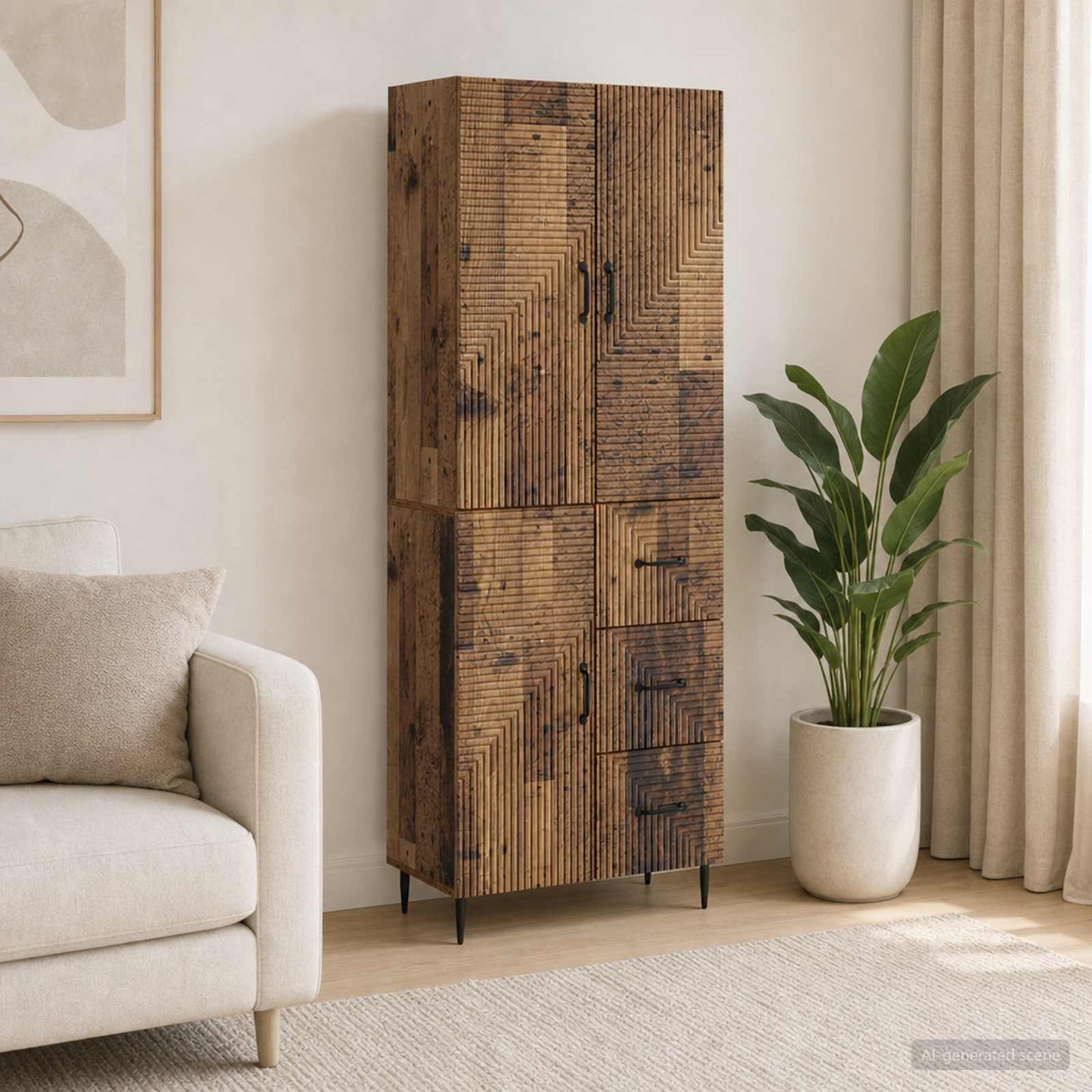 Skab Sæt 2 pcs Gammelt træ 66 x 34,5 x 89,5 cm Konstrueret træ