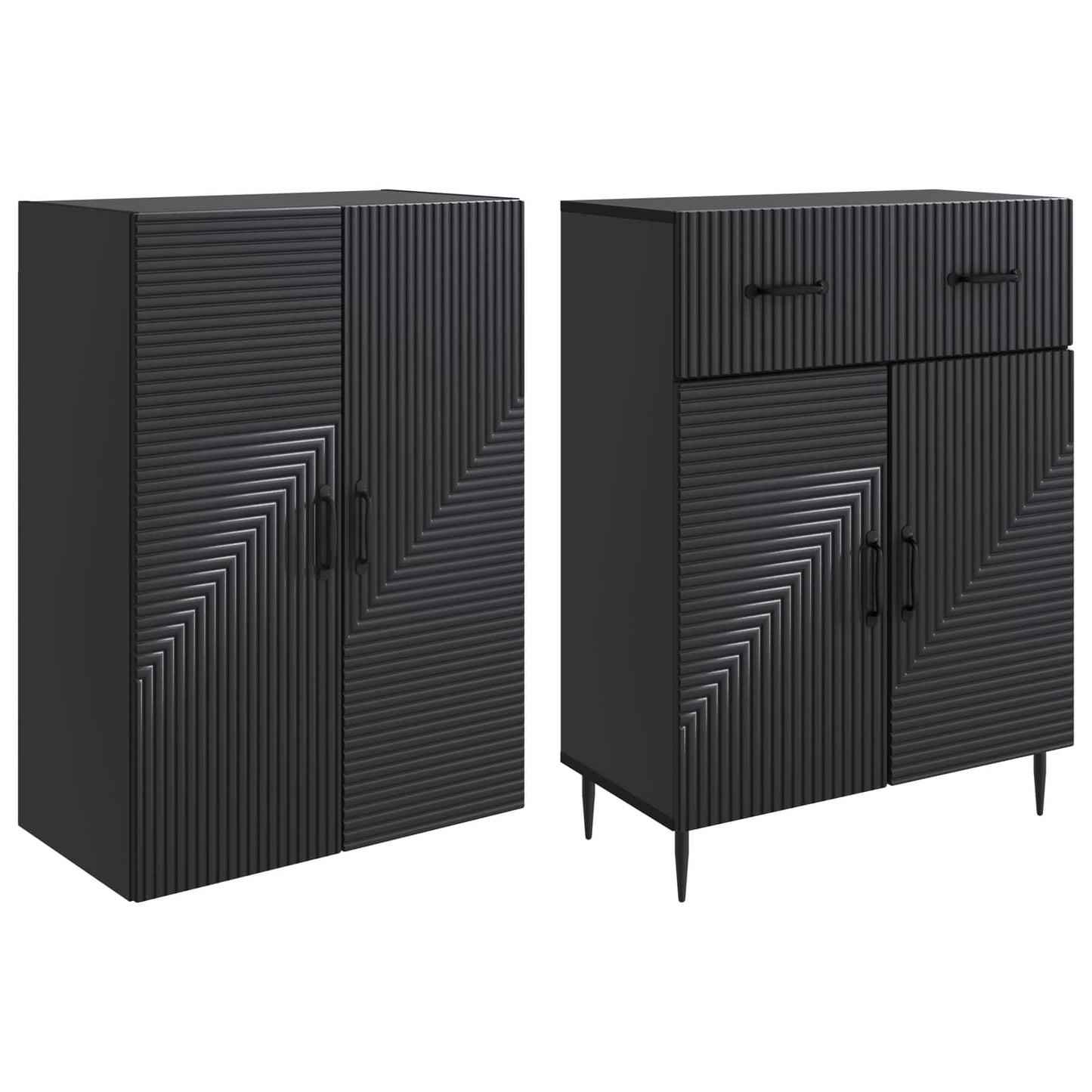 Skab Sæt 2 pcs Sort 66 x 34,5 x 89,5 cm Konstrueret træ