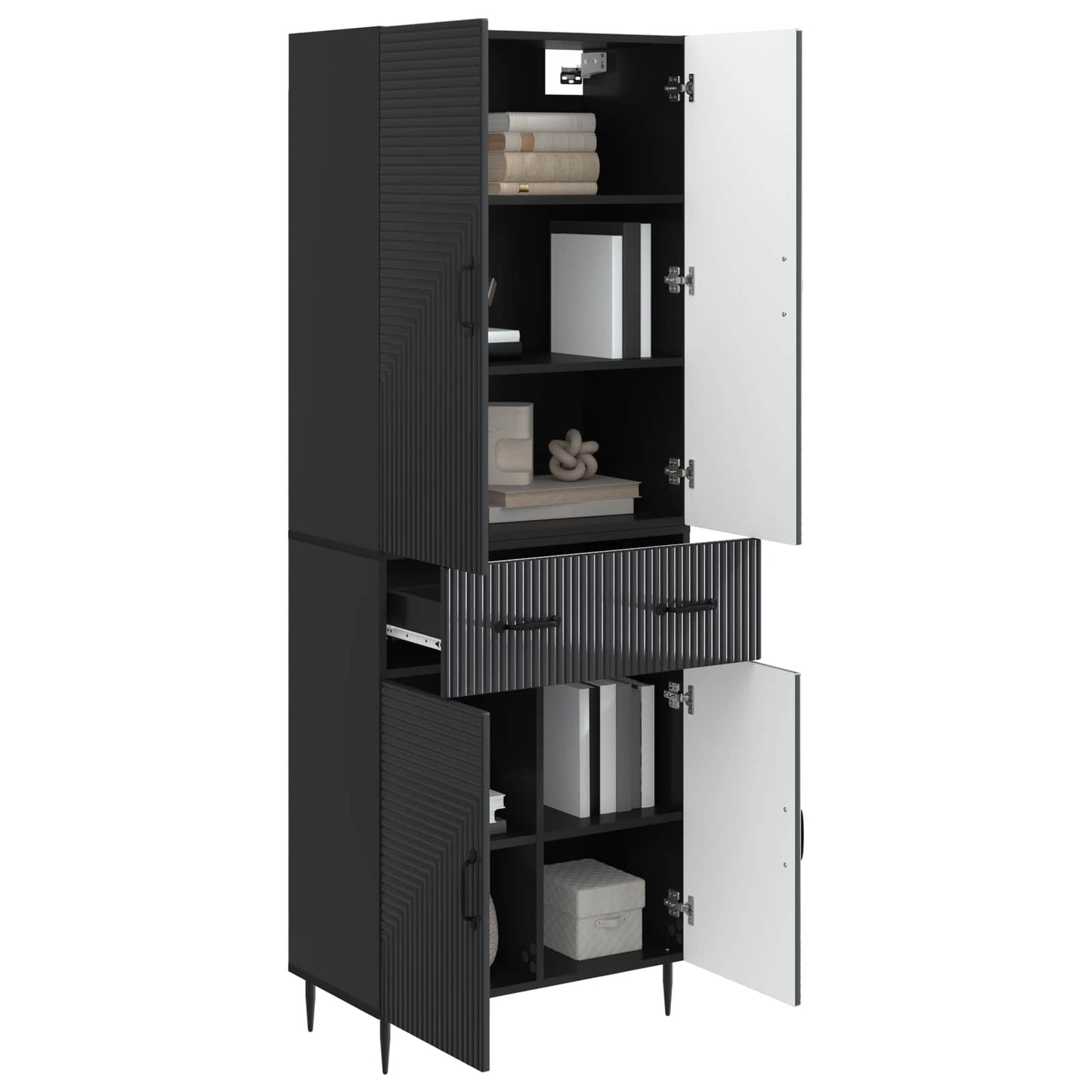 Skab Sæt 2 pcs Sort 66 x 34,5 x 89,5 cm Konstrueret træ