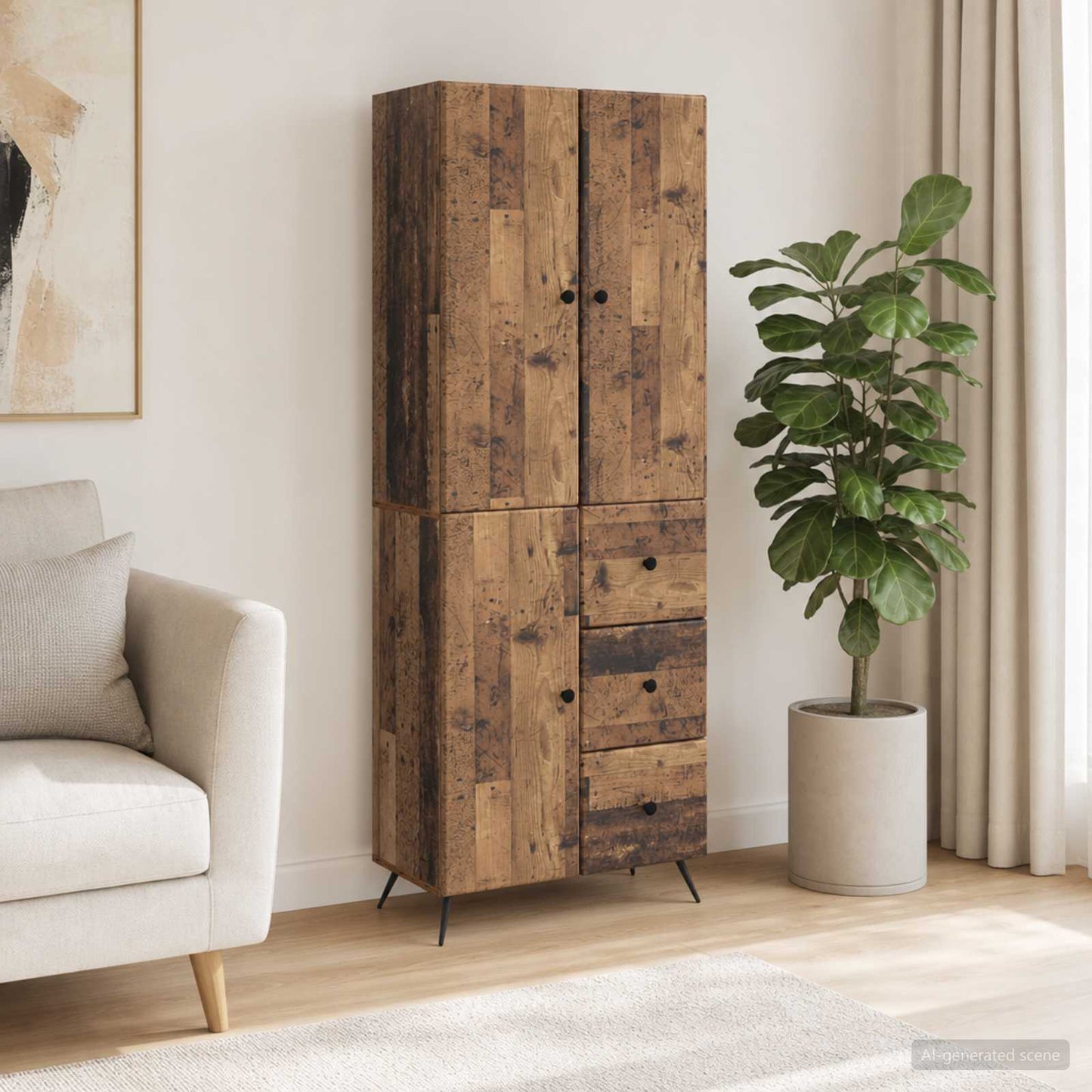 Skab Sæt 2 pcs Gammelt træ Konstrueret træ