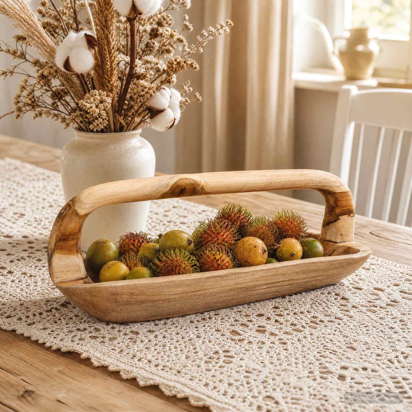 Fruit Bowl JEPARA Teak Brown 61 x 21 x 21 cm