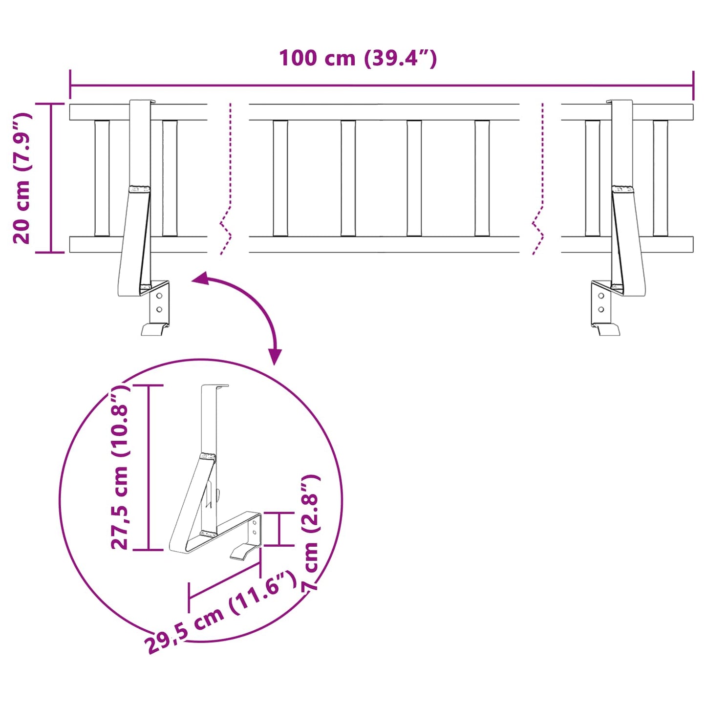 Tag snefang Antracit 100 x 29,5 x 34,5 cm Stål