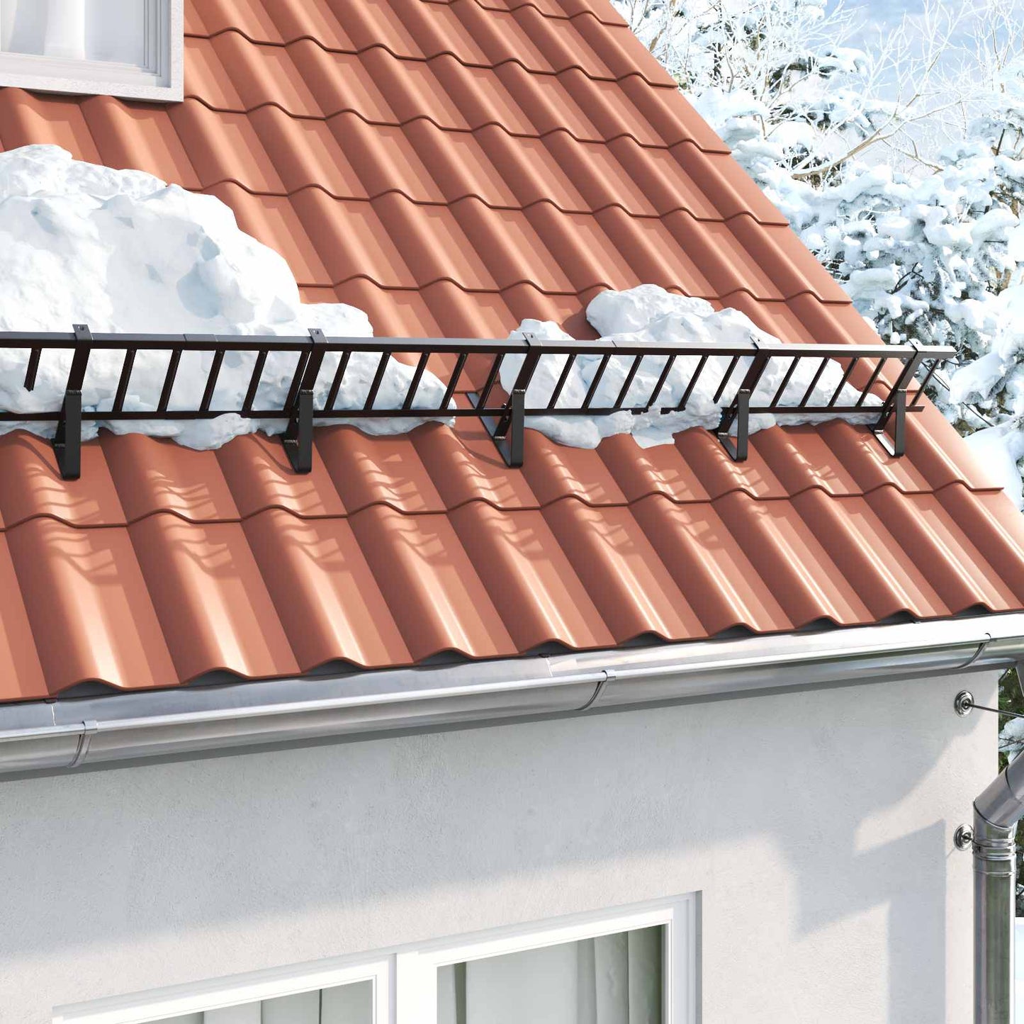 Snebeskyttelse Støtte 2 pcs Sort 29,5 x 3 x 34,5 cm Stål
