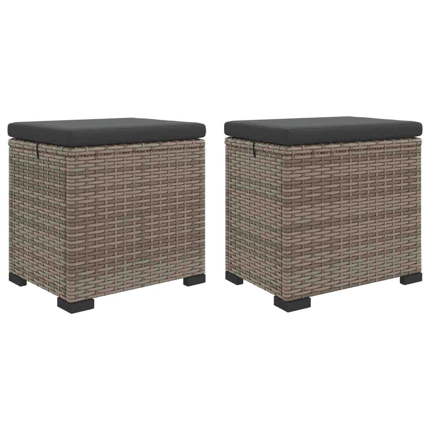 Have Fodstøtte med Pude 2 pcs Grå polyrattan