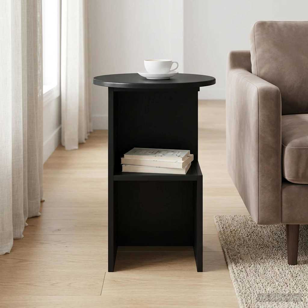Sidebord Sort eg Ø 39,5 x 55 cm Konstrueret træ
