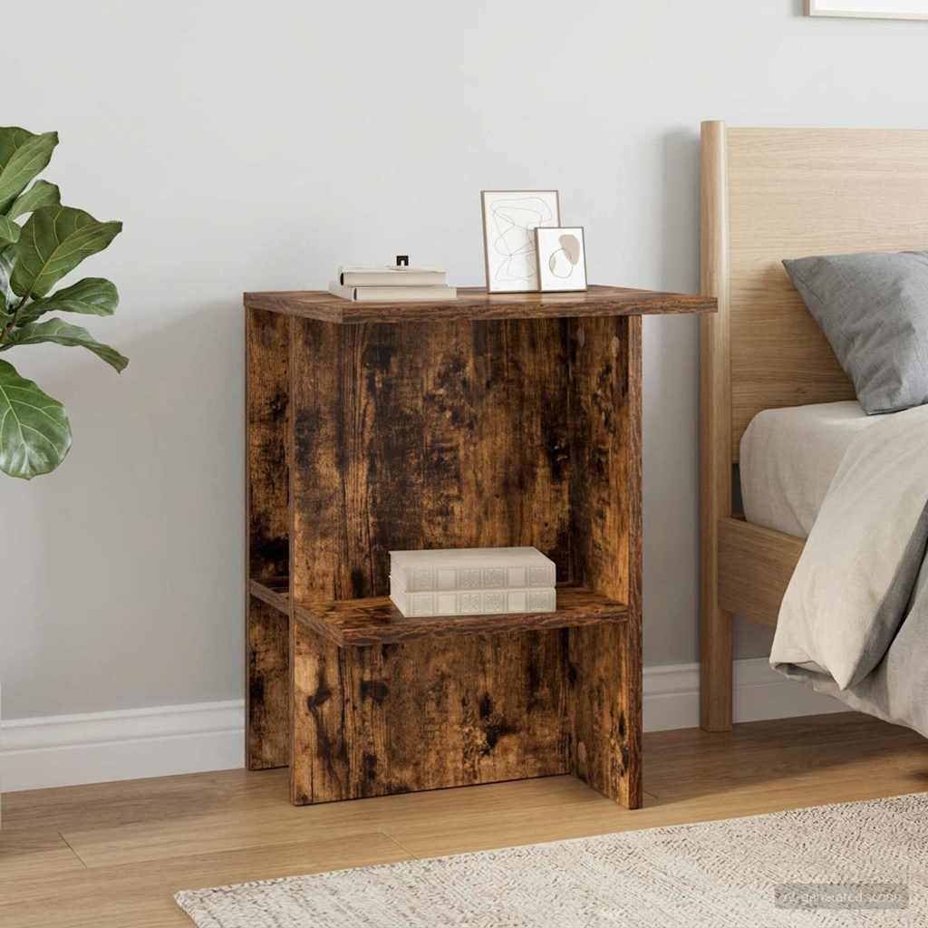 Sofabord 2 pcs Røget eg 40 x 30 x 49 cm Konstrueret træ