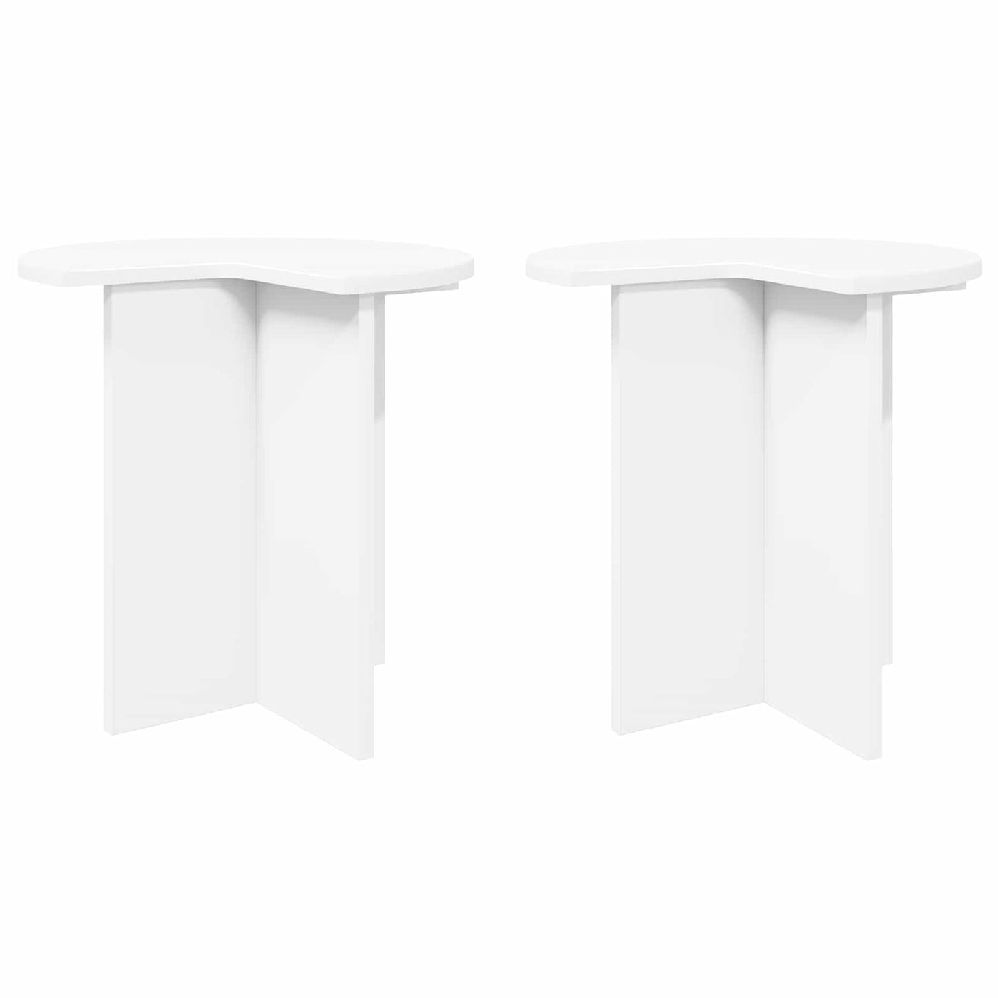 Sidebord med opbevaring 2 pcs Hvid Ø 39 x 38 cm Konstrueret træ