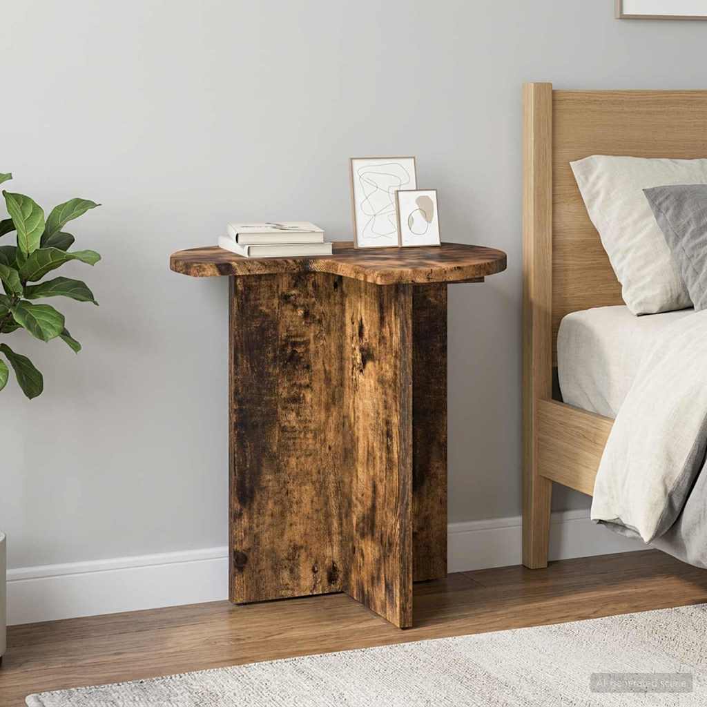 Sidebord med opbevaring Røget eg Ø 39 x 38 cm Konstrueret træ