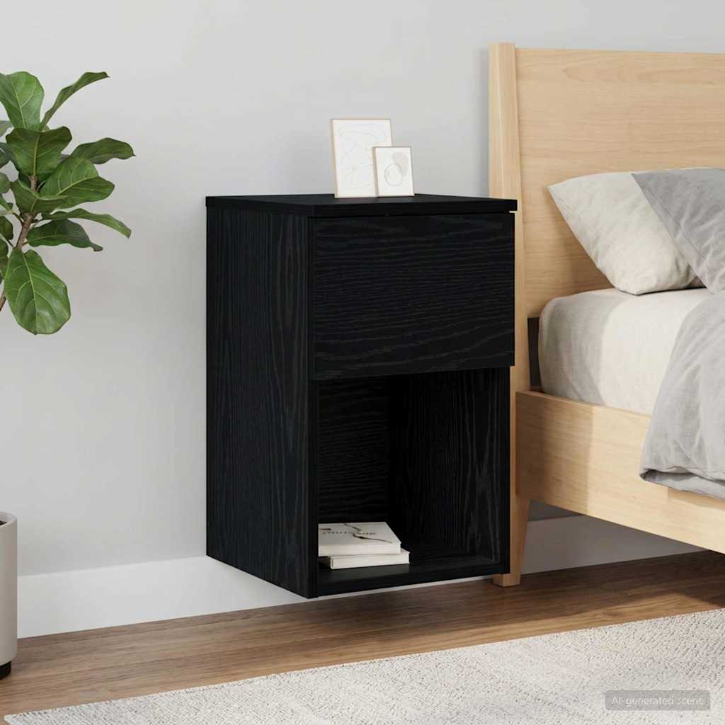 Sengeskab 2 pcs Sort eg 29 x 31,5 x 49 cm Konstrueret træ