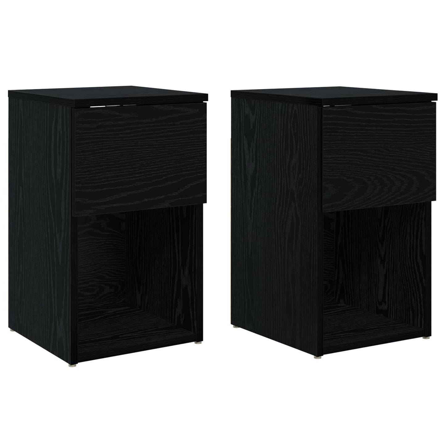 Sengeskab 2 pcs Sort eg 29 x 31,5 x 49 cm Konstrueret træ