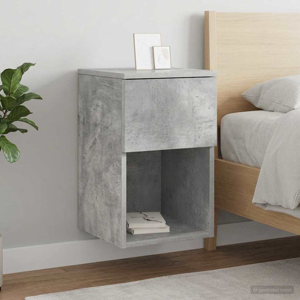 Sengeskab 2 pcs Betongrå 29 x 31,5 x 49 cm Konstrueret træ