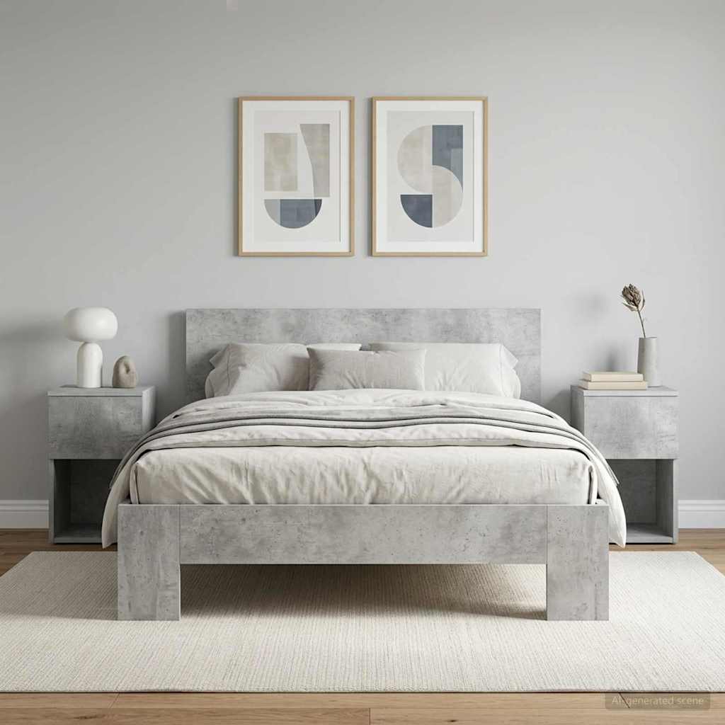 Sengeskab 2 pcs Betongrå 29 x 31,5 x 49 cm Konstrueret træ