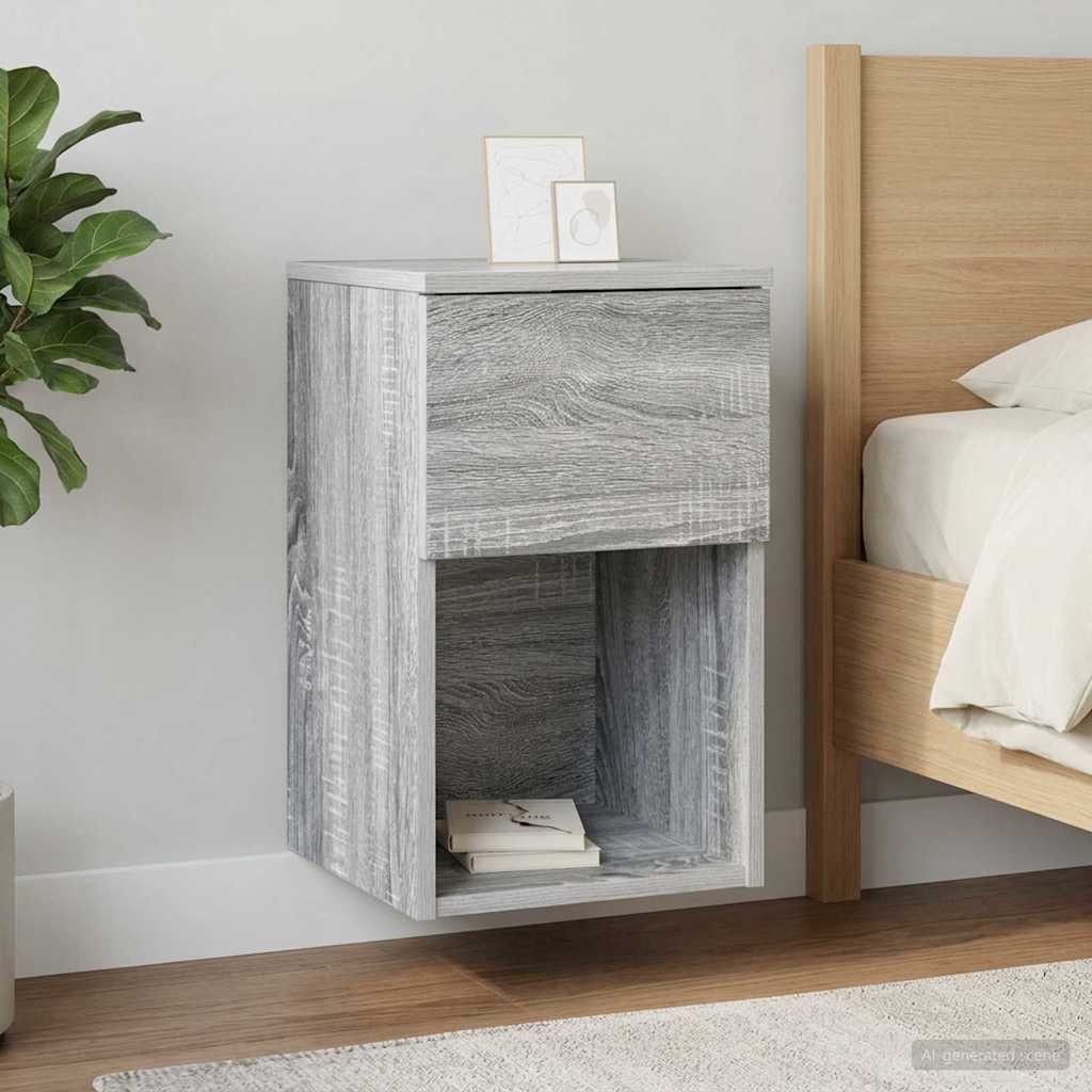 Sengeskab 2 pcs Grå sonoma-eg 29 x 31,5 x 49 cm Konstrueret træ